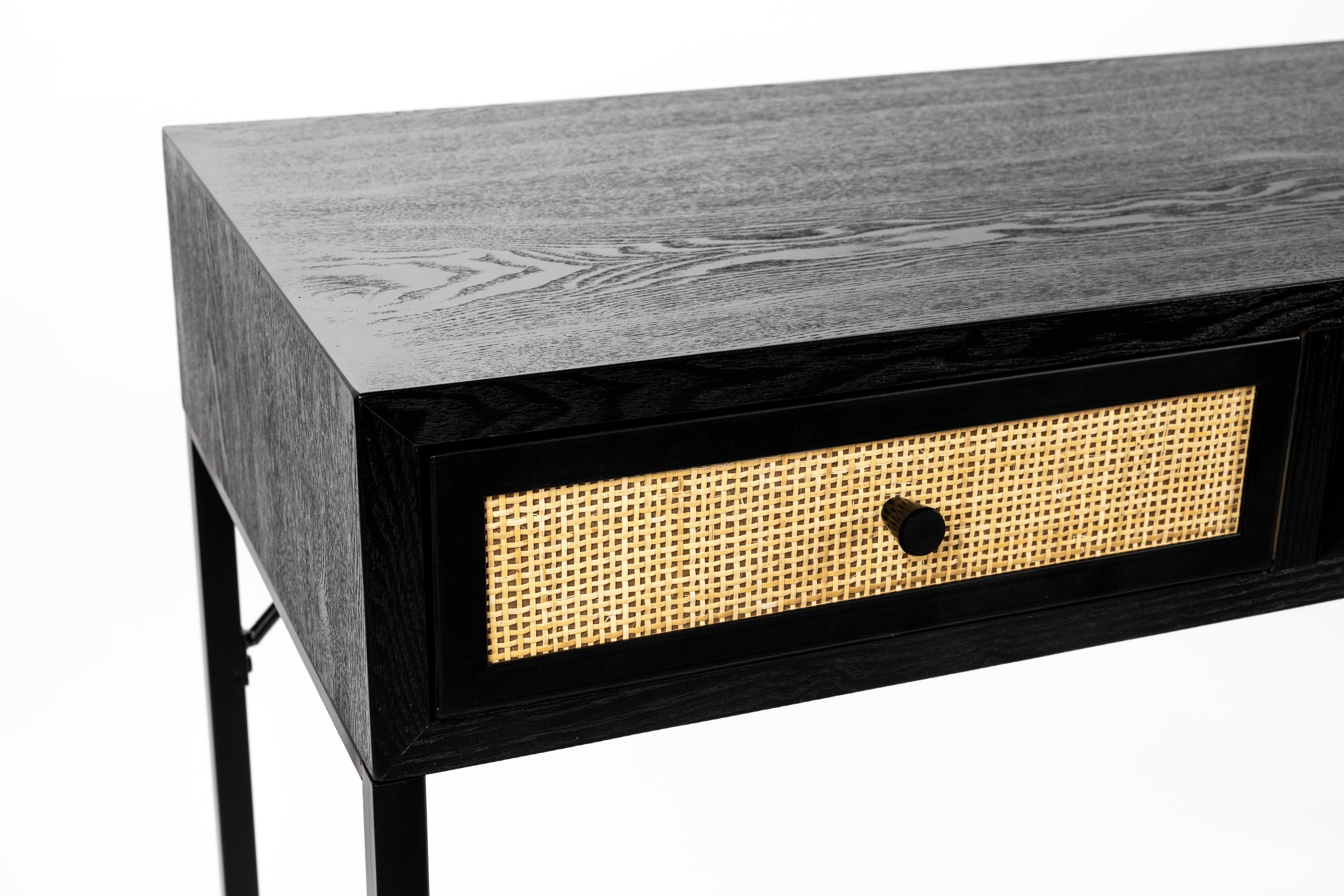 Guuji Black Console mit Rattan