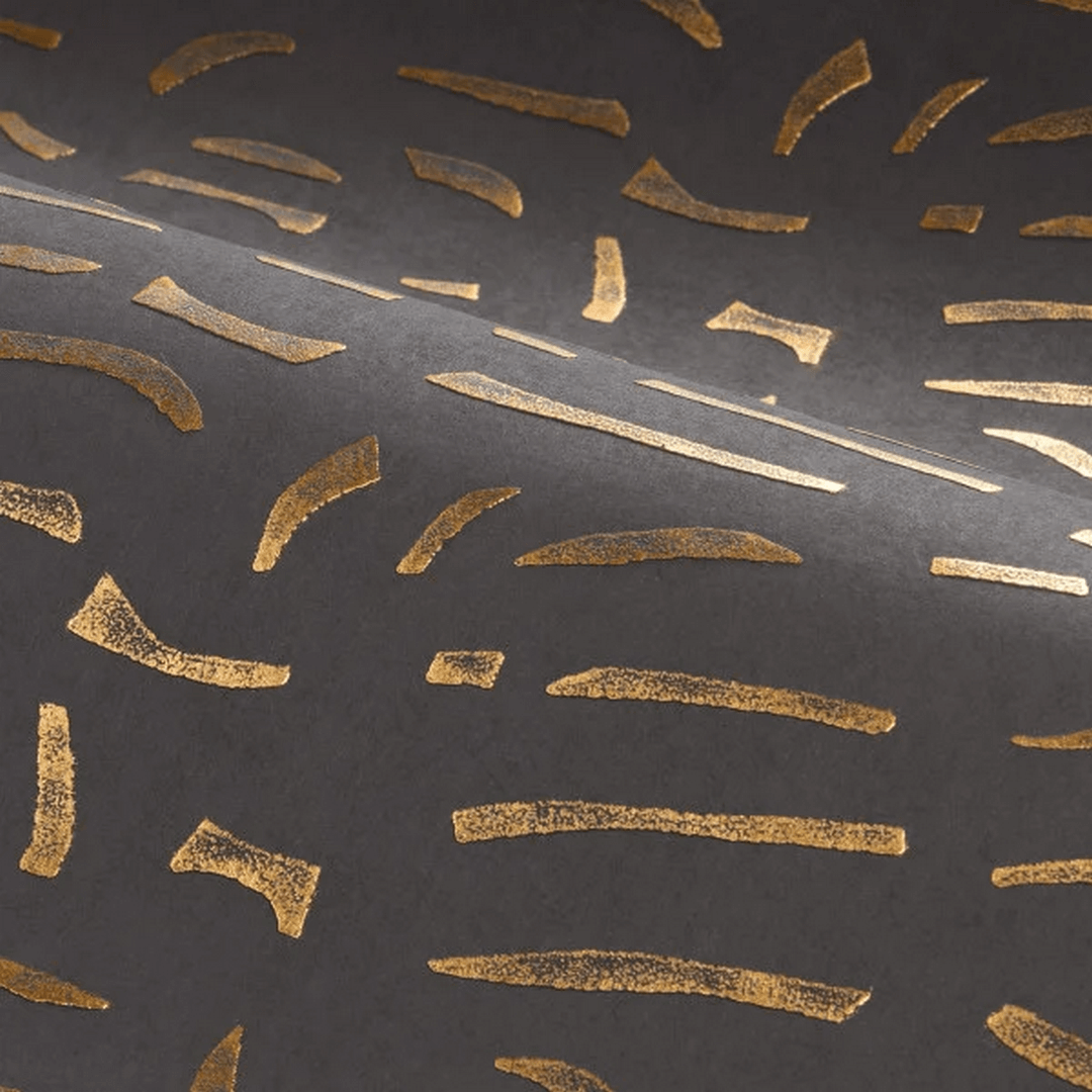 Structuurtapijt met metallic patroon LUMÉIS - NOIR DE LUNE BRONZE zwart met brons