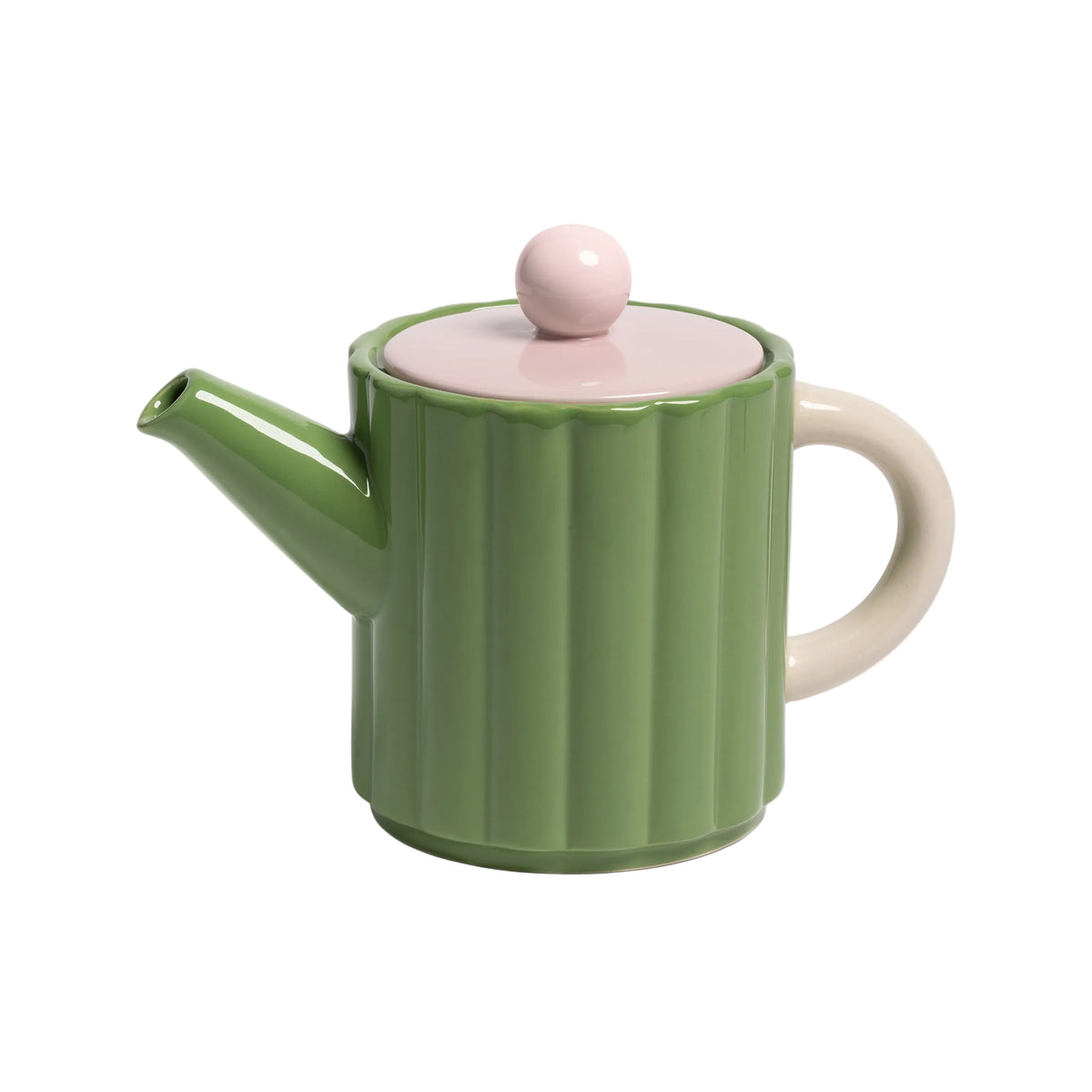 Theepot TUBE groen met roze
