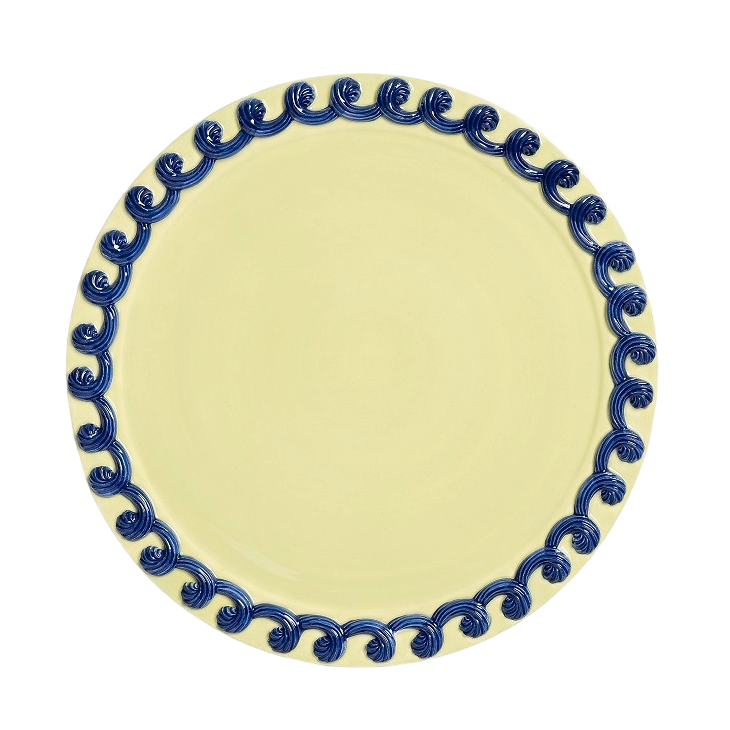 Serving plate WHIP yellow with blue