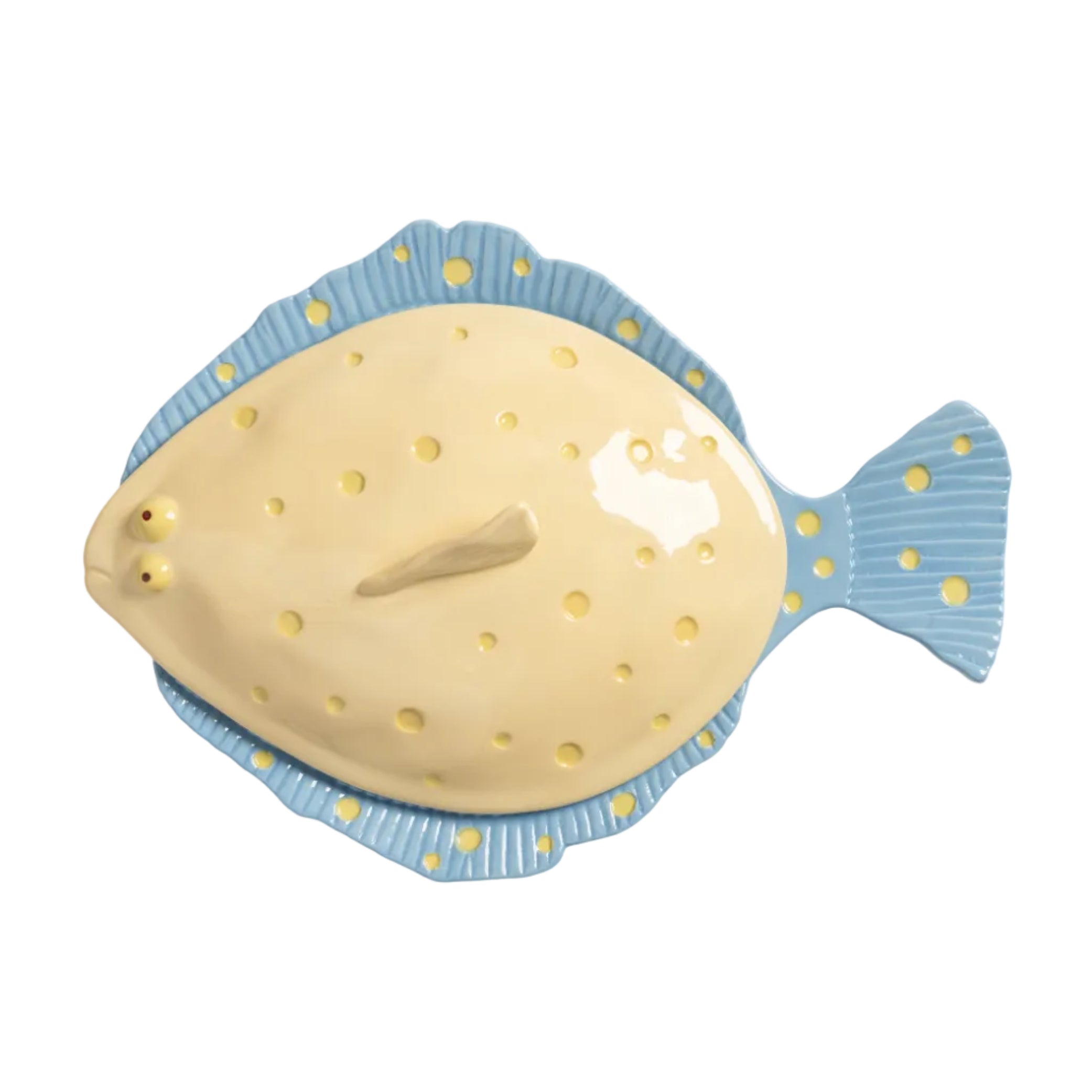 Gelber Teller mit Deckel PLAICE in Blau