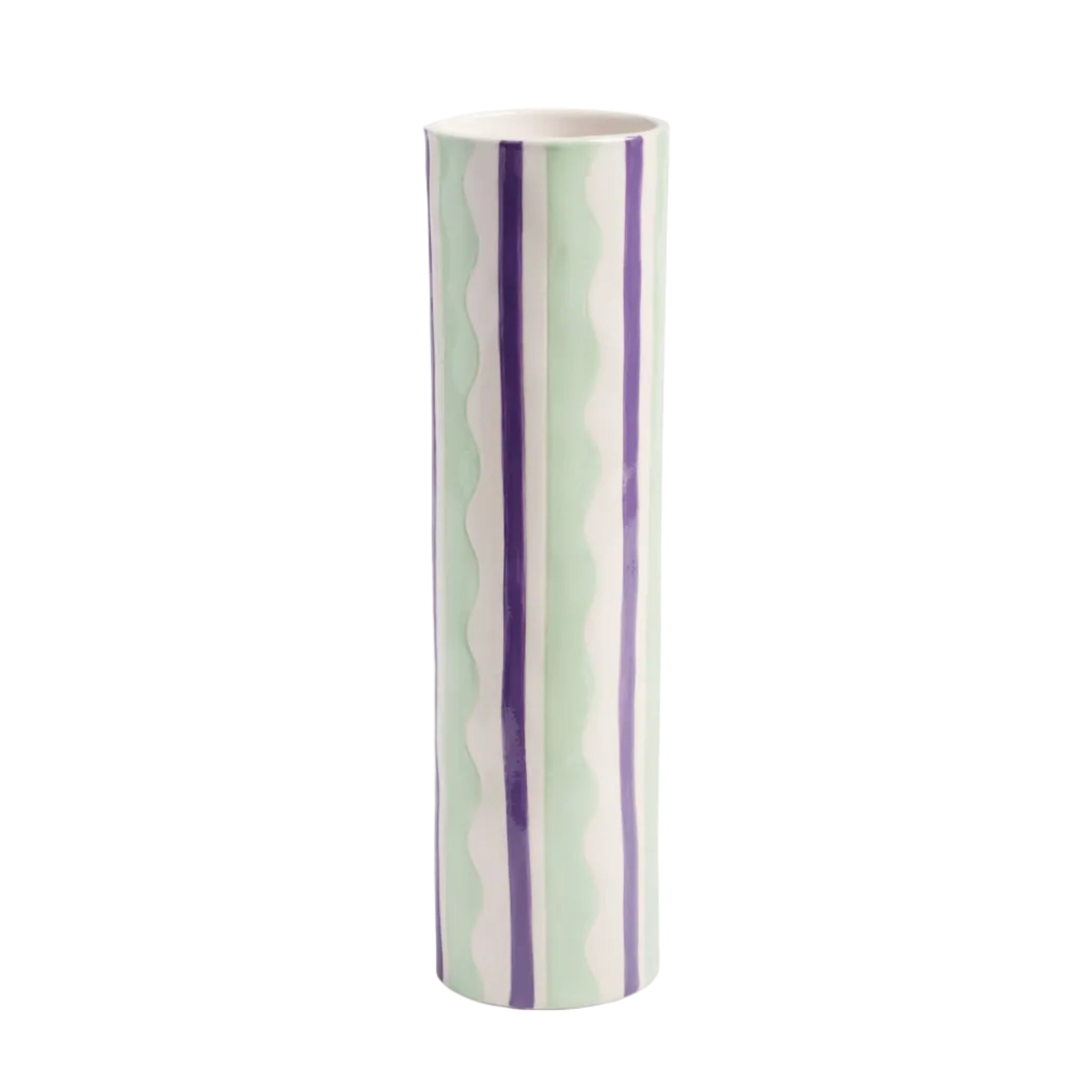 CLASH WIGGLE vase white with green and purple