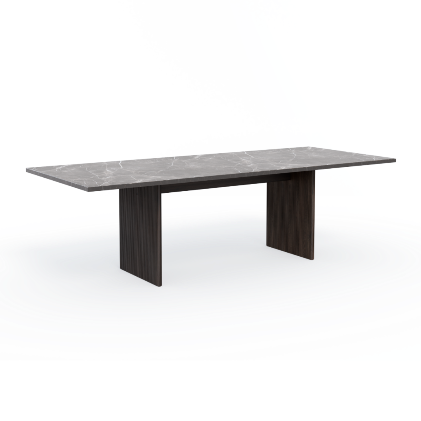 Tafel CABIN grijs marmeren blad met donkere eiken basis