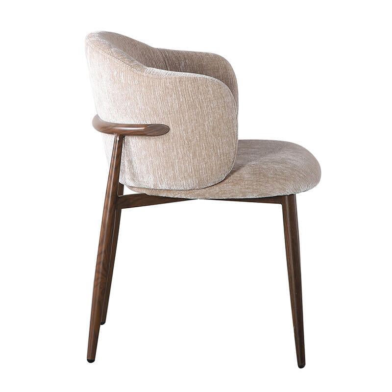 Stuhl OSAKA beige mit dunklem Holzgestell