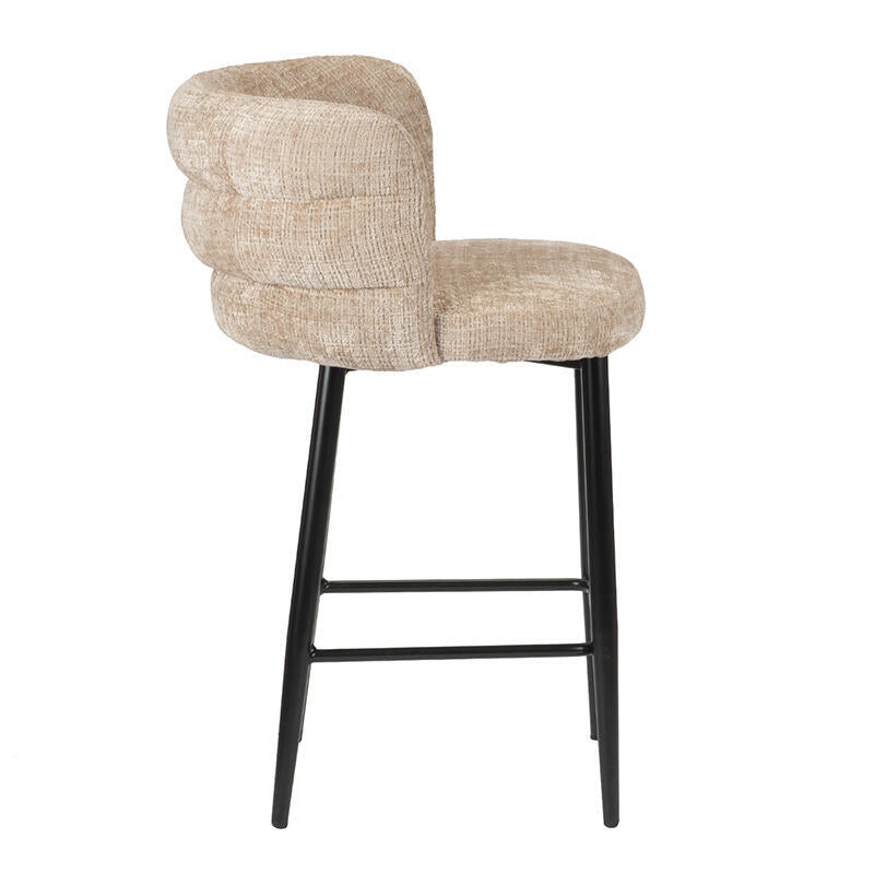 CLOUD Cream Beige Stool with Black Base
