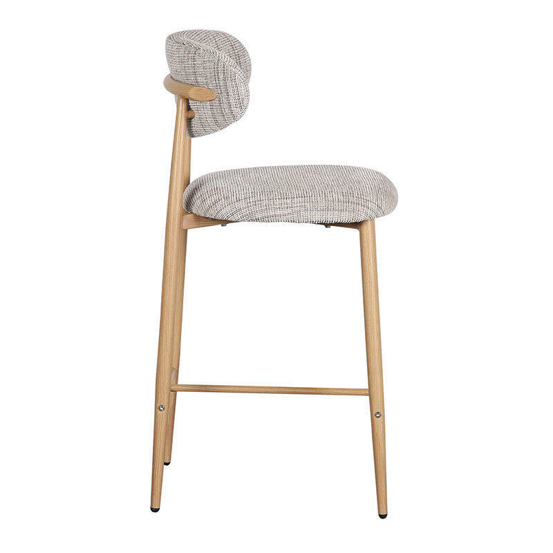 Hocker JAPANDI grijsbeige met houten basis