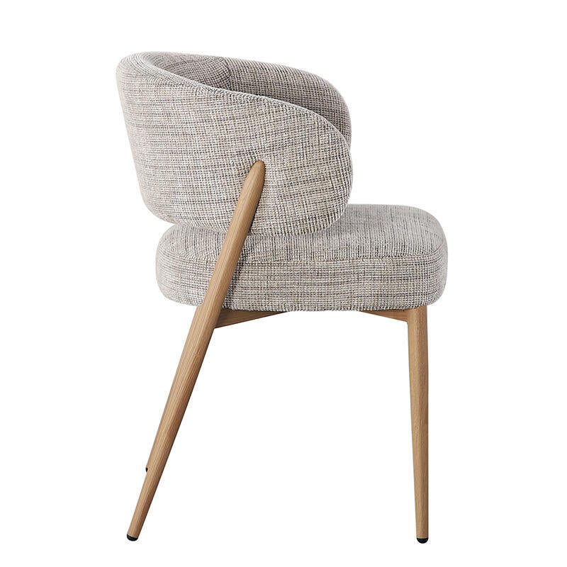 Stoel FUJI grijsbeige met houten basis