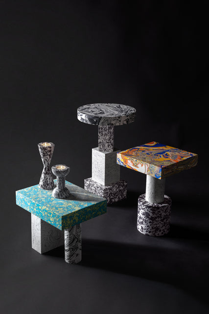 Zijtafel SWIRL amber marmer