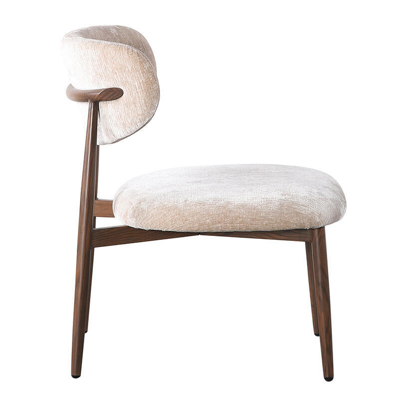 Beige JAPANDI Sessel mit dunklem Holzgestell