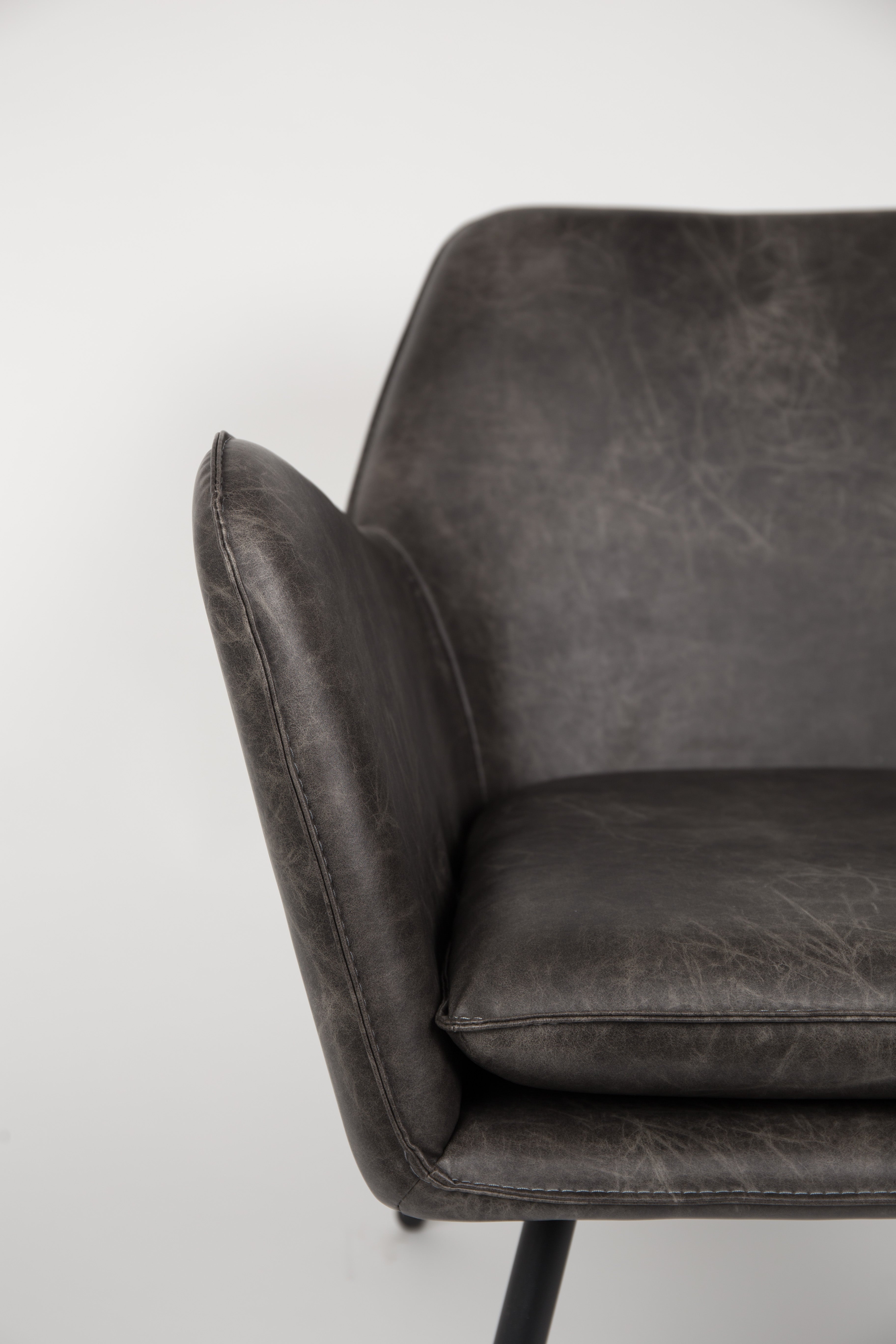 Fauteuil BON donkergrijs ecologisch leer