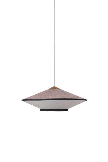 Lampa wisząca CYMBAL pudrowy róż – aksamit i drewno