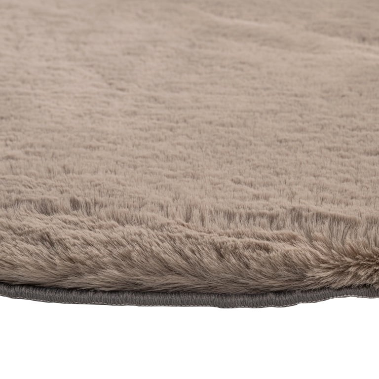 Rundteppich SAIFO sandfarben mit langem Flor