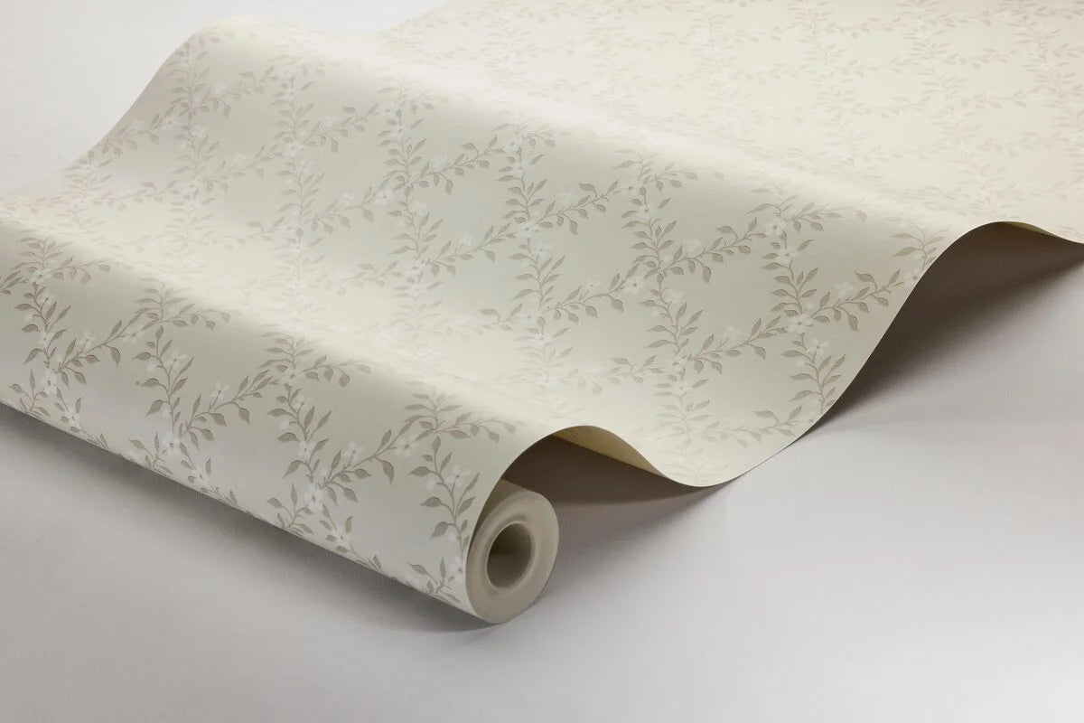 Beige wandtapijt met plantenmotief SOMMARSLÖJA met wit