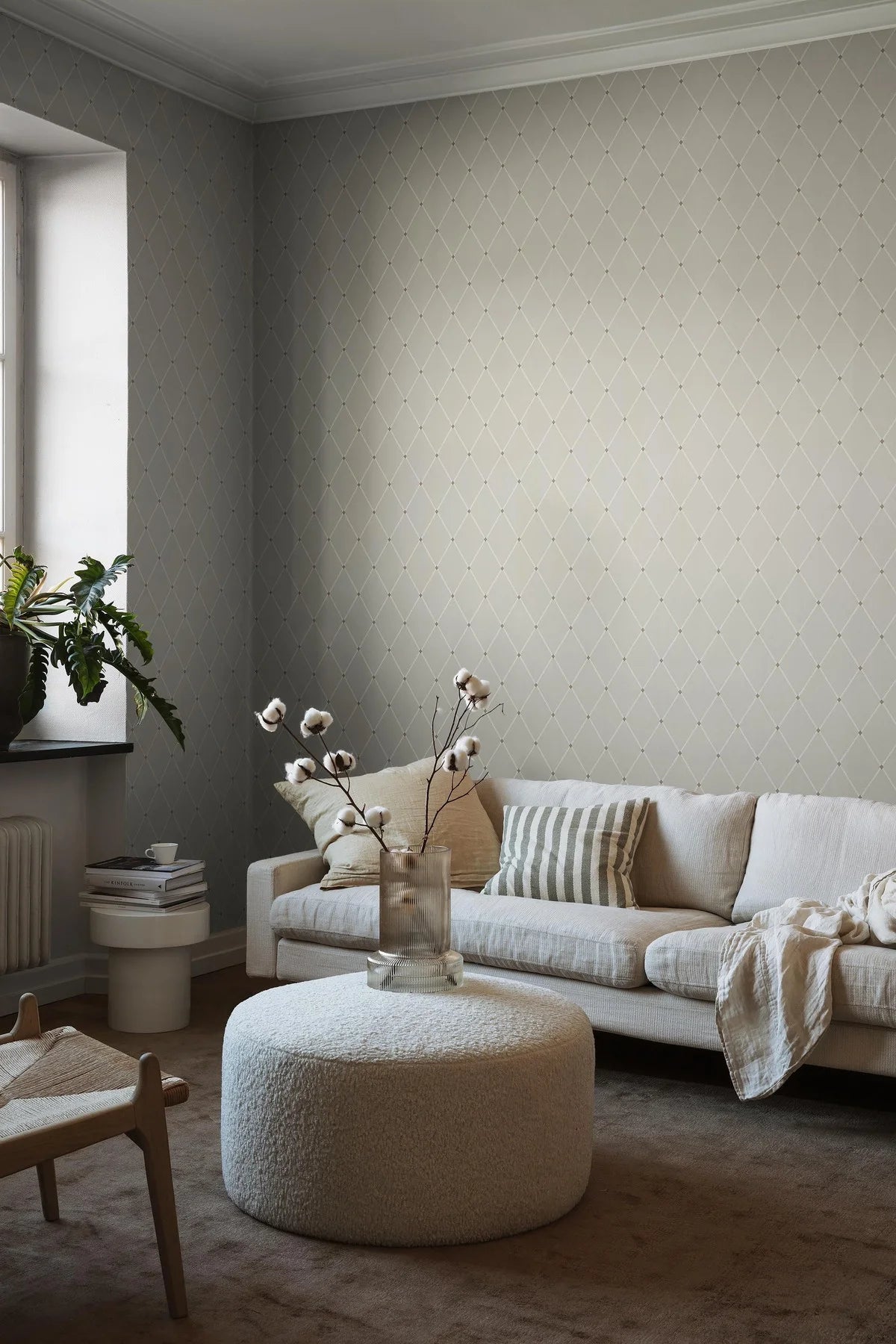 Geometrisch patroon behang FREDRIK donkerbeige