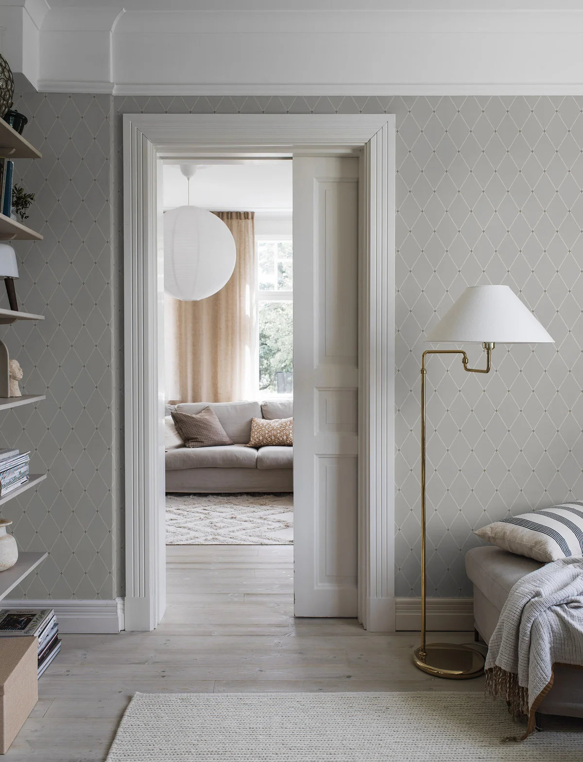 Geometrisch patroon behang FREDRIK donkerbeige