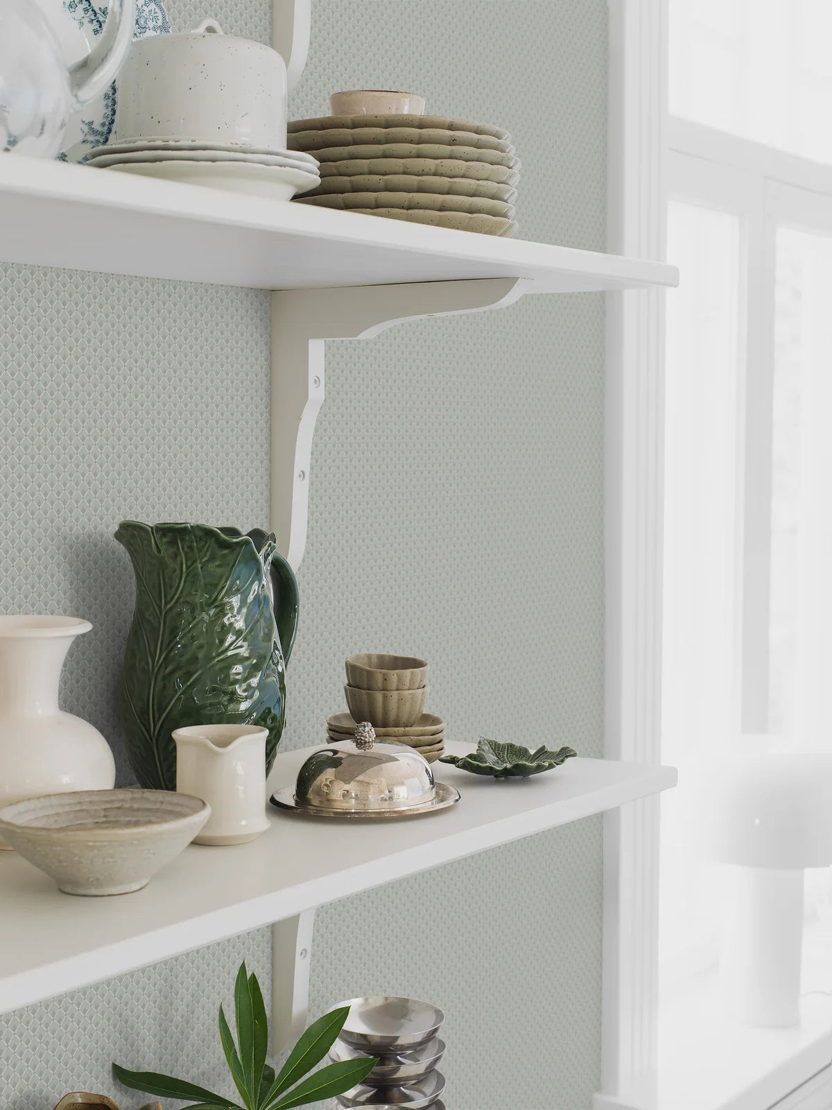 FREDRIKA Geometric Pattern Wallpaper in Muted Green