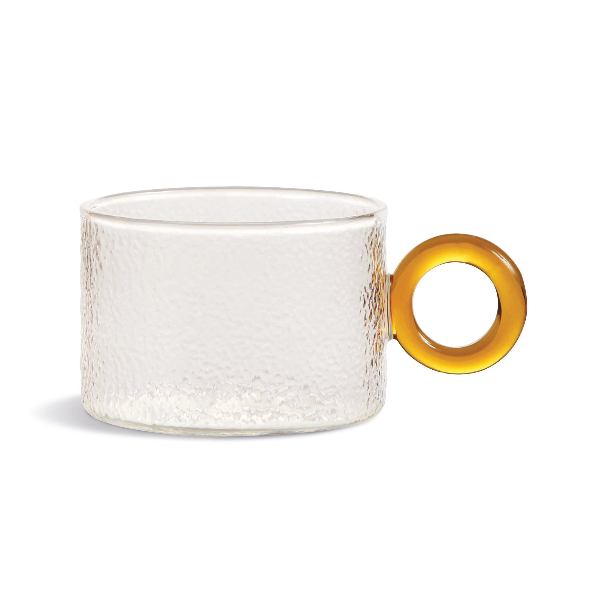 Set van CHIQUITO glazen kopjes met gekleurde handvatten