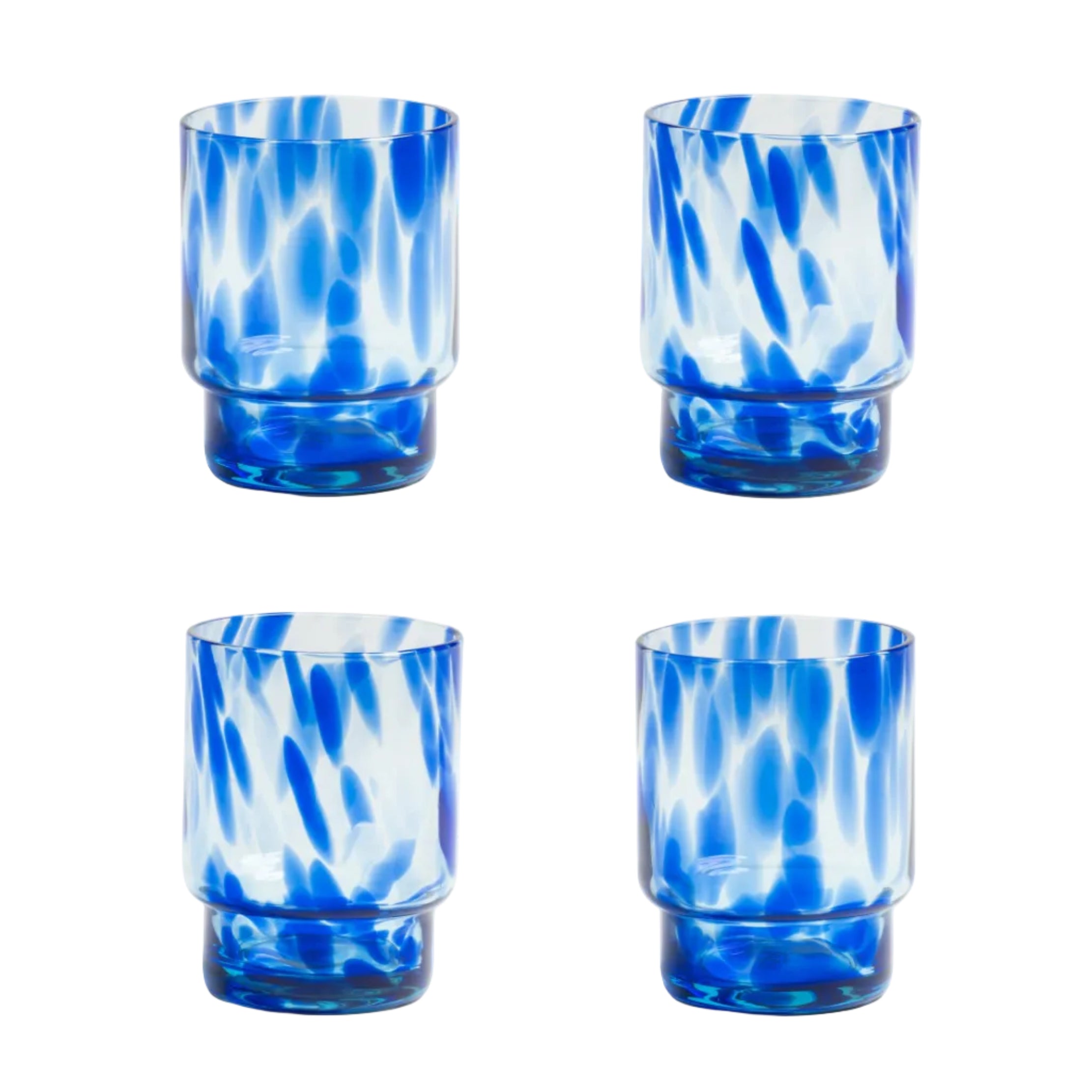 Set van glazen TORTOISE blauw glas