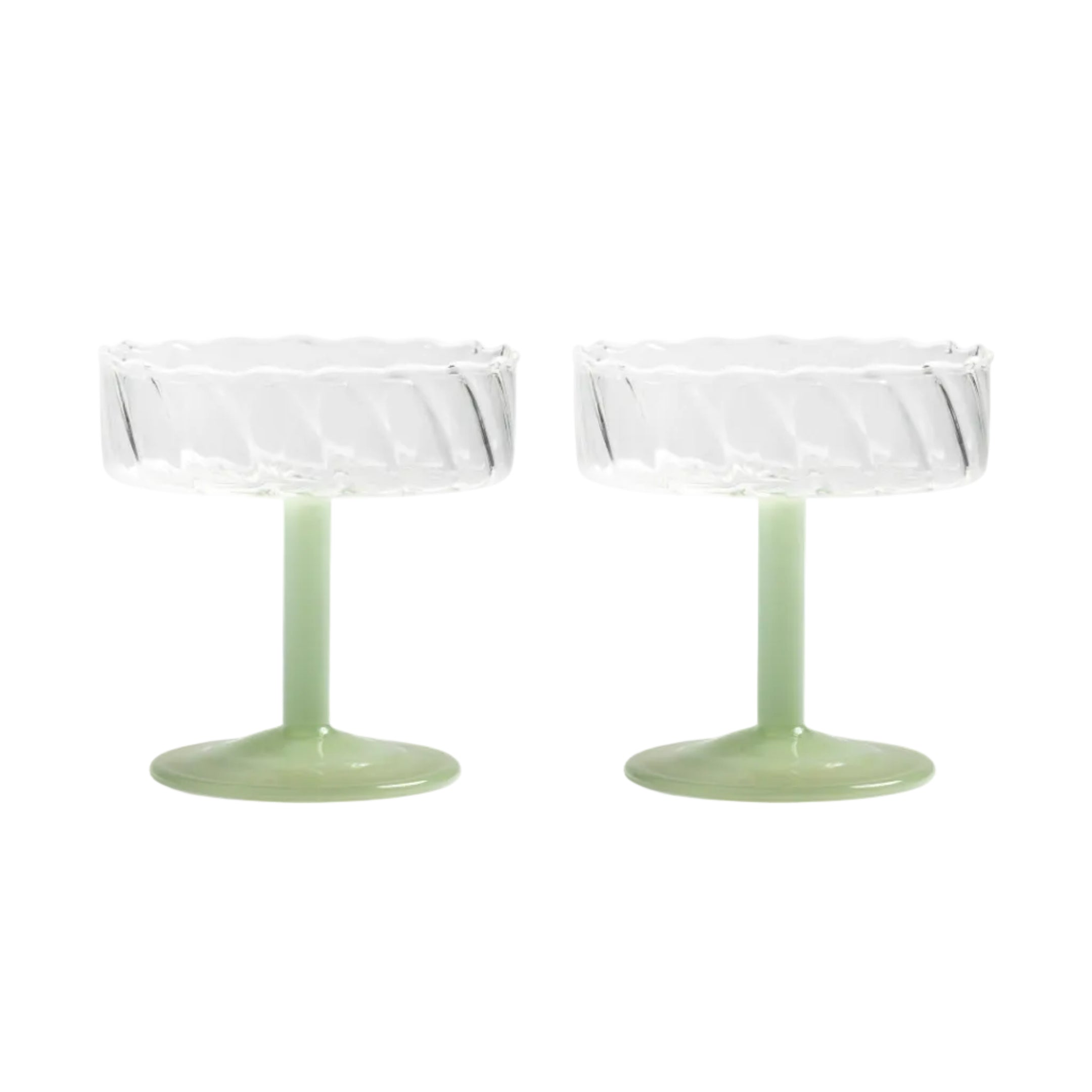 Set of Glass Goblets TWIRL Green