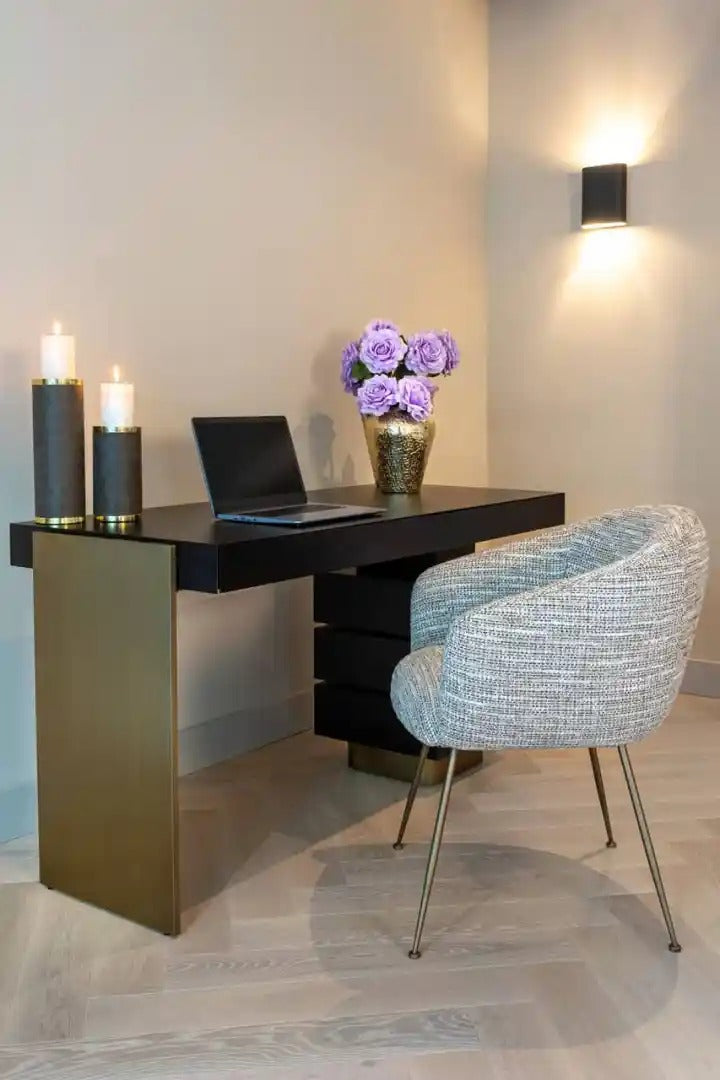 Bureau CONNAR zwart met messing afwerking