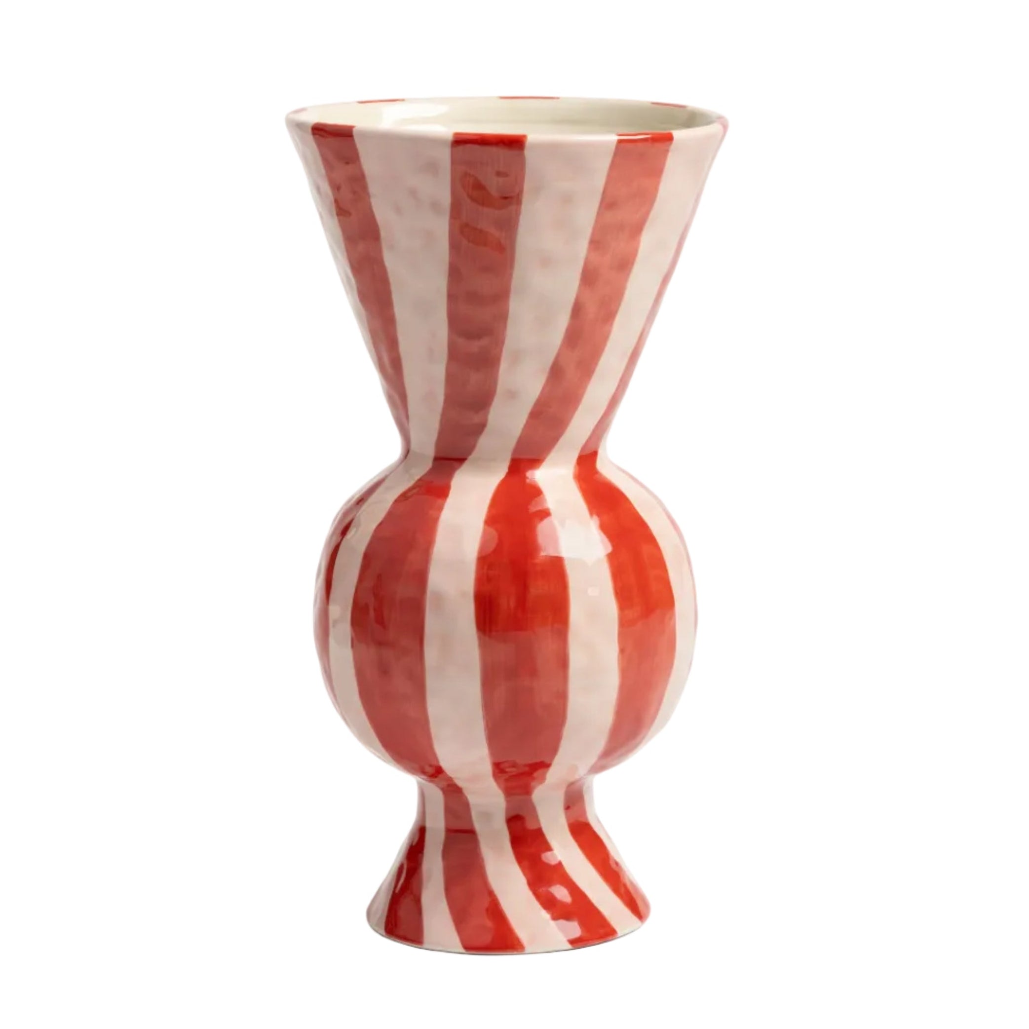 Ruitvormige vaas rood met wit