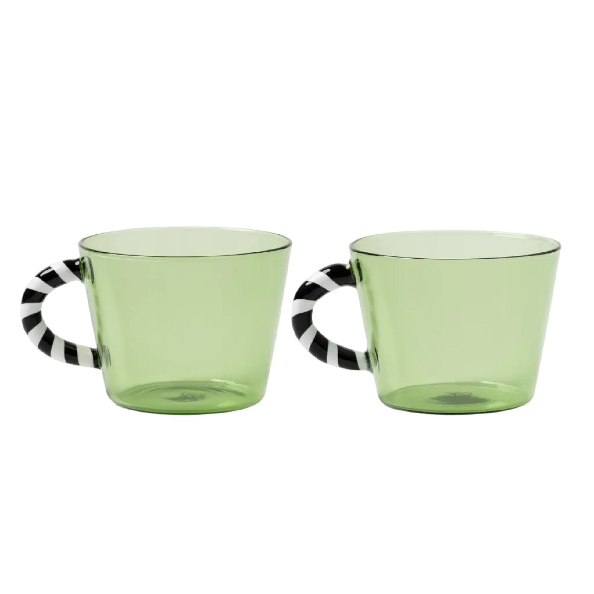Set glazen DUET groen met zwart-witte handgreep