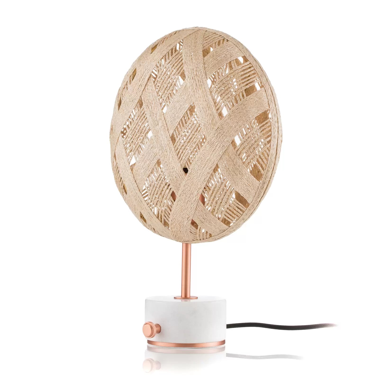 Lampa stołowa CHANPEN DIAMANT beżowy z miedzianą podstawą z obrotową podstawą
