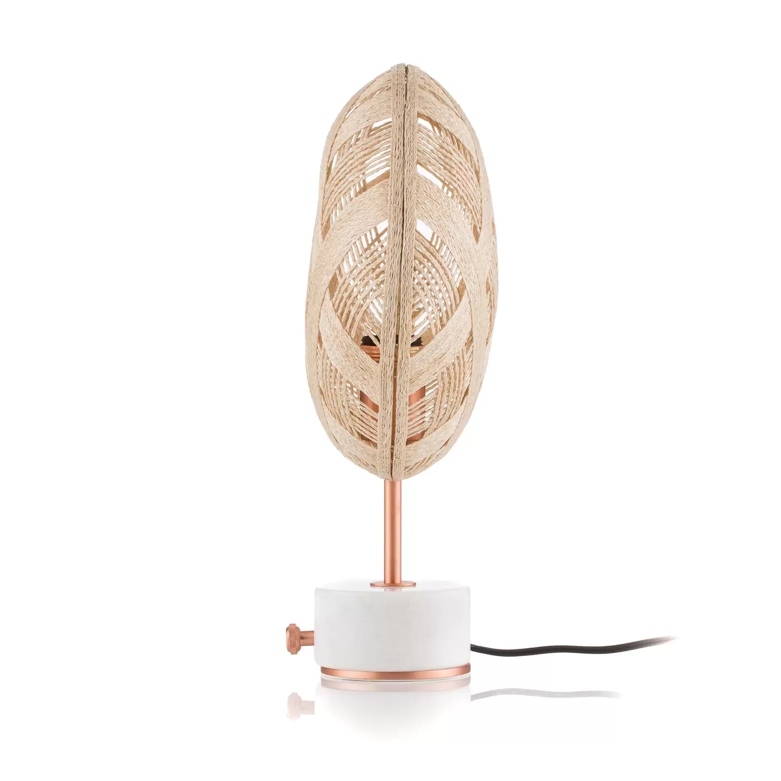 Lampa stołowa CHANPEN DIAMANT beżowy z miedzianą podstawą z obrotową podstawą