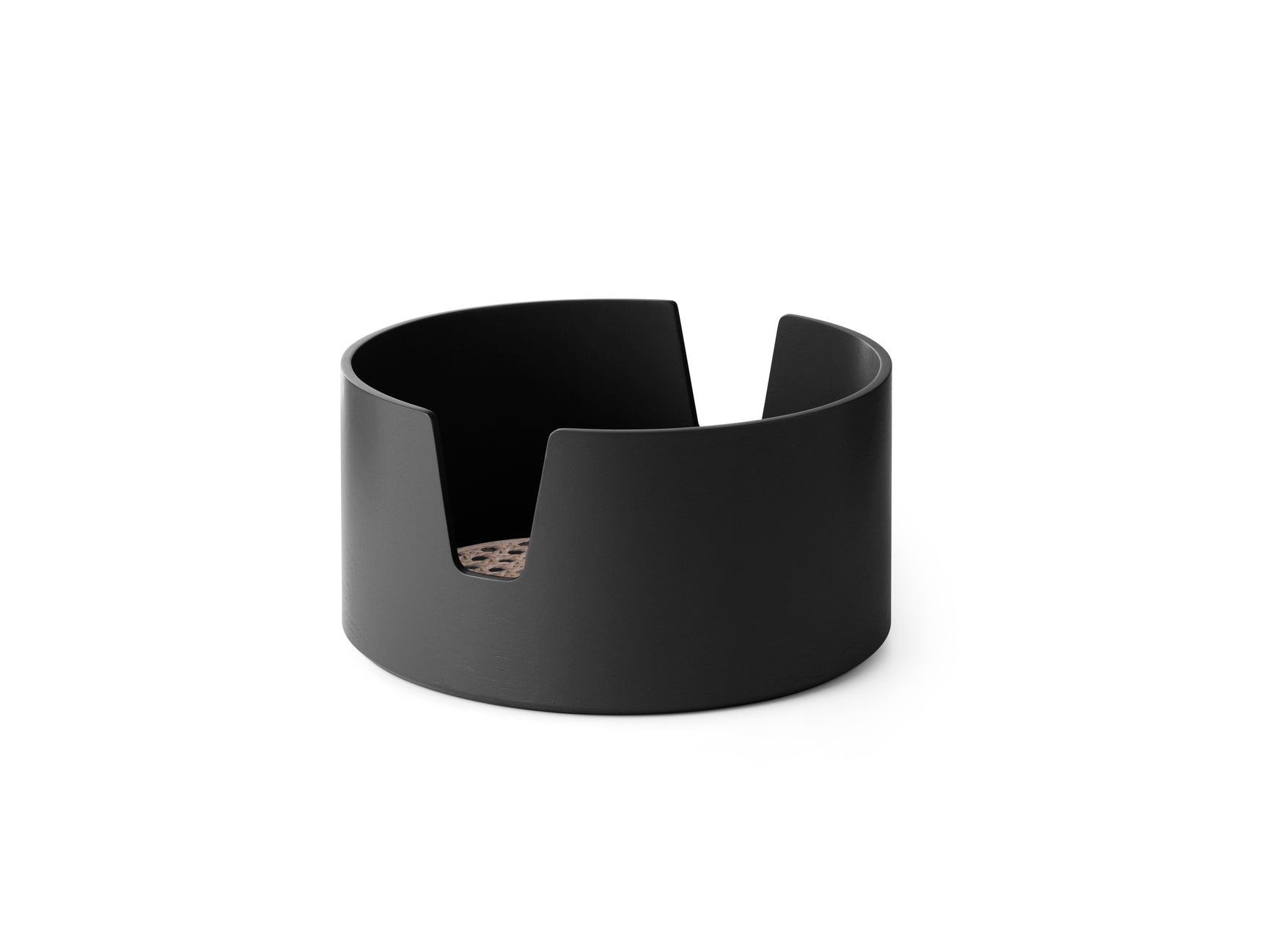 Schwarzes Salonschale mit Rattan