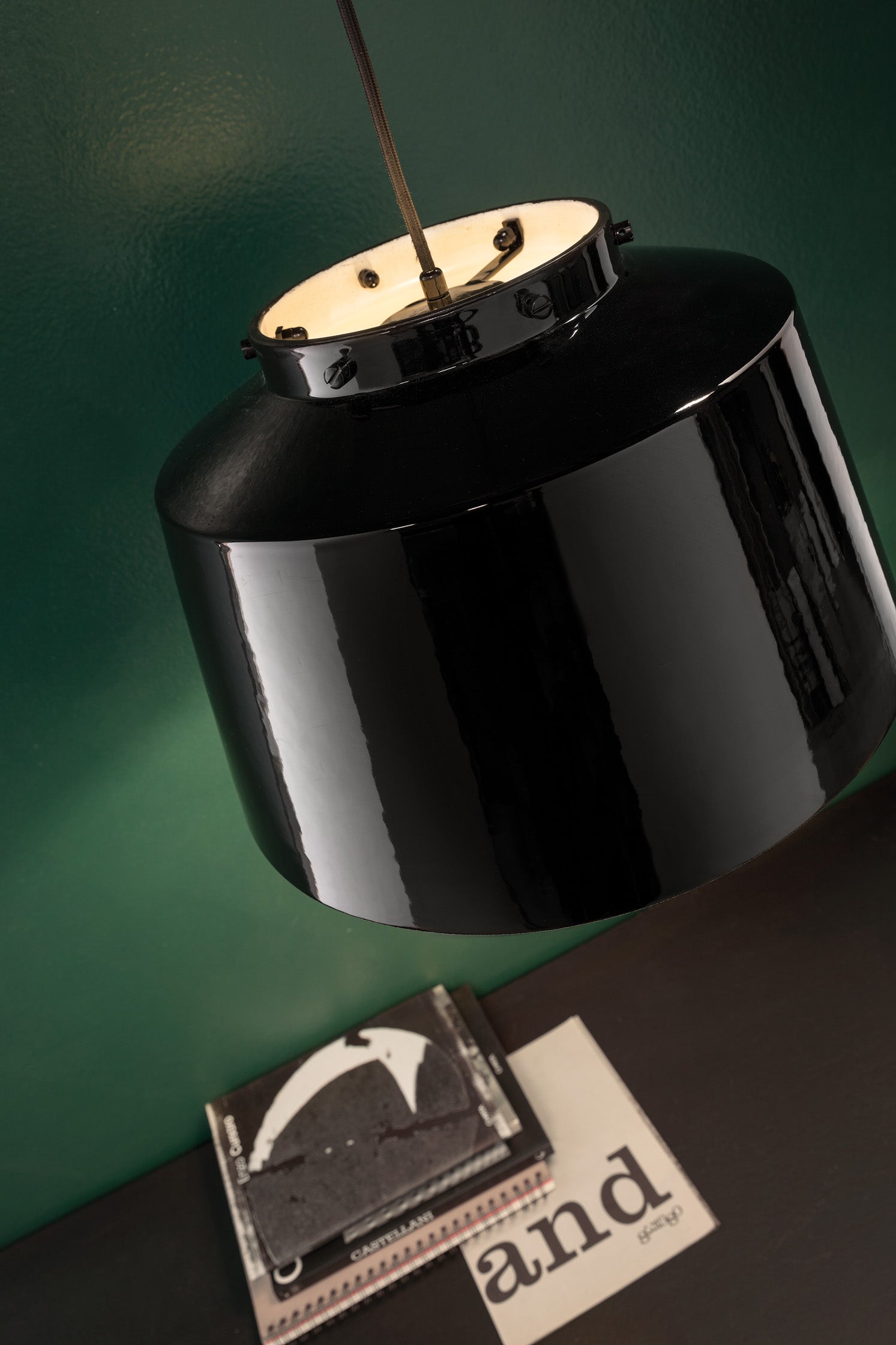 Hanglamp keramisch jaren '50 zwart