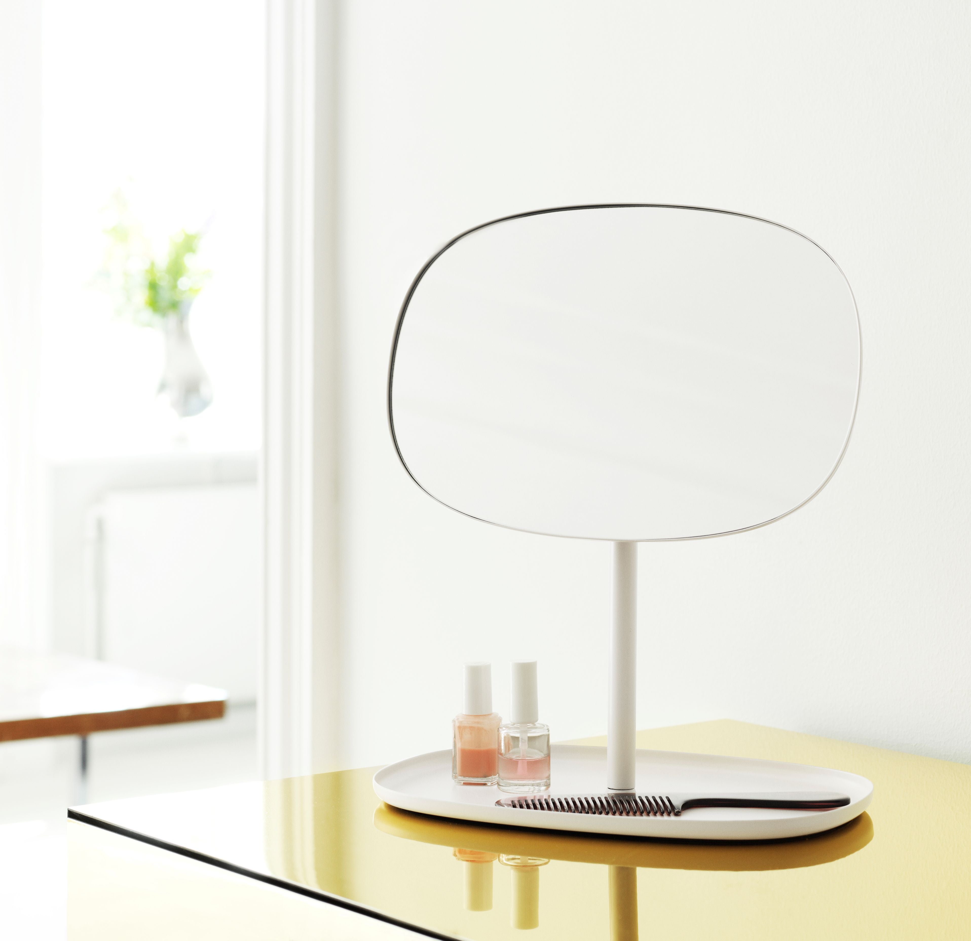 FLIP white mirror with stand