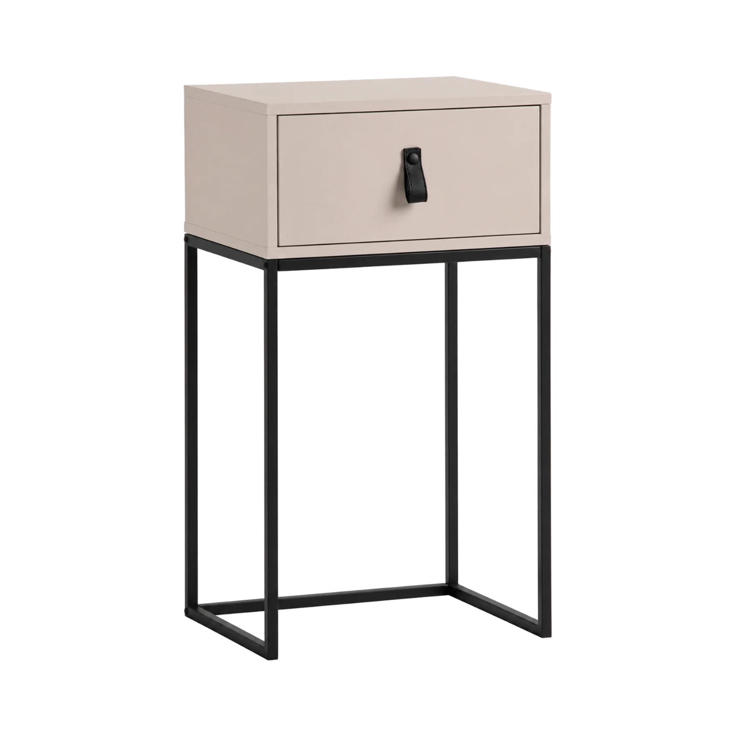 Nachtkastje ZOLA beige met zwarte basis