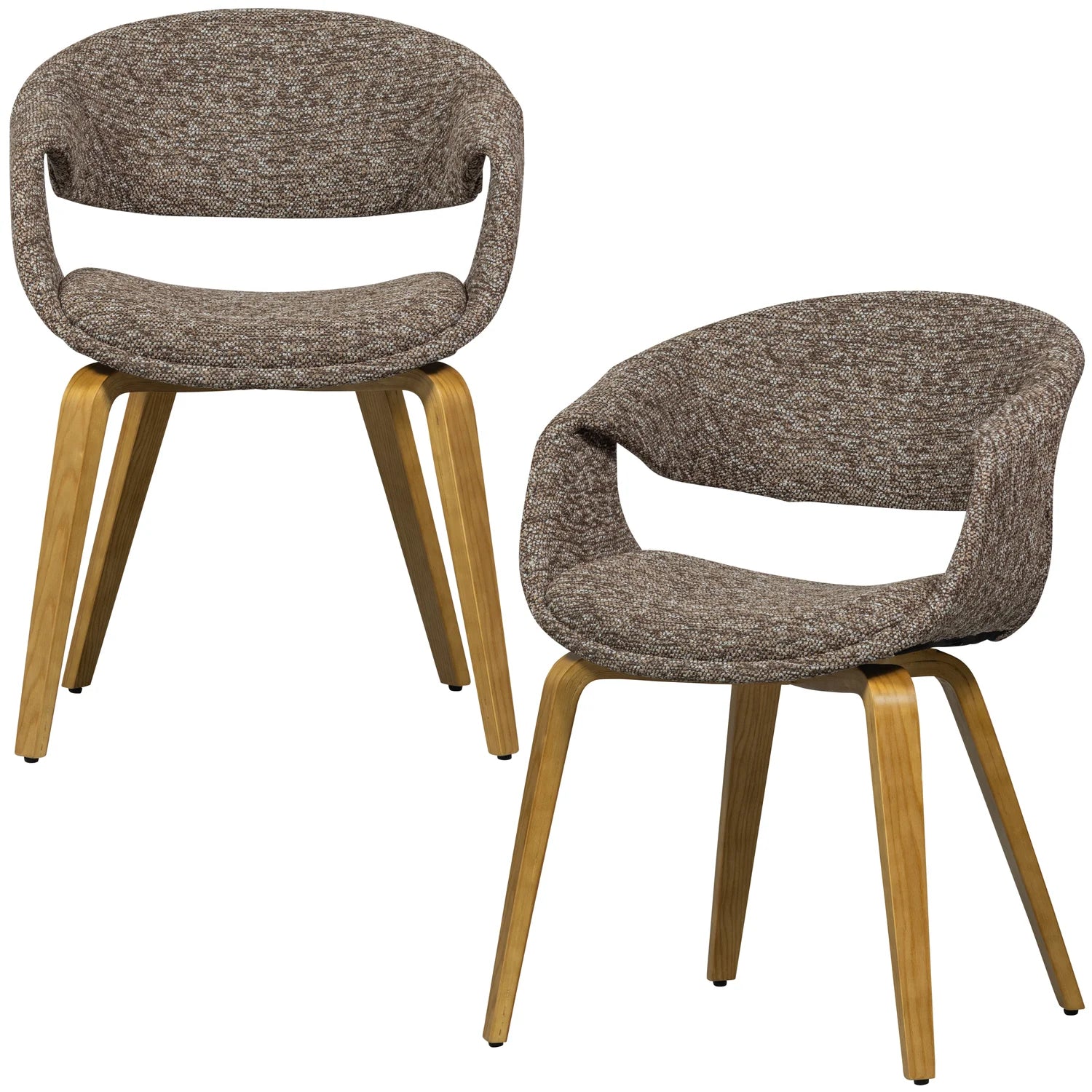 YOSSI Armchair in Brown with Light Brown Wooden Base