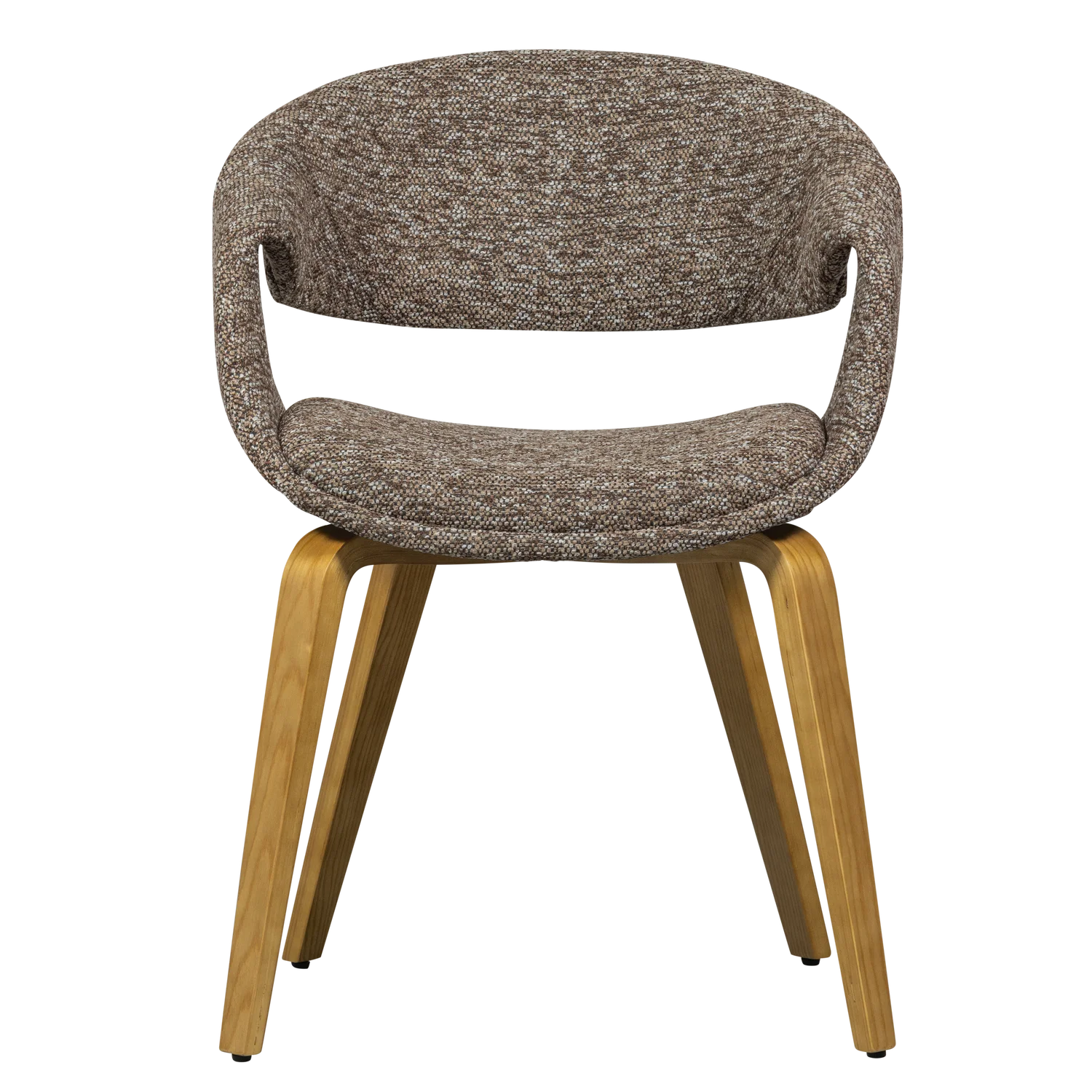 YOSSI Armchair in Brown with Light Brown Wooden Base