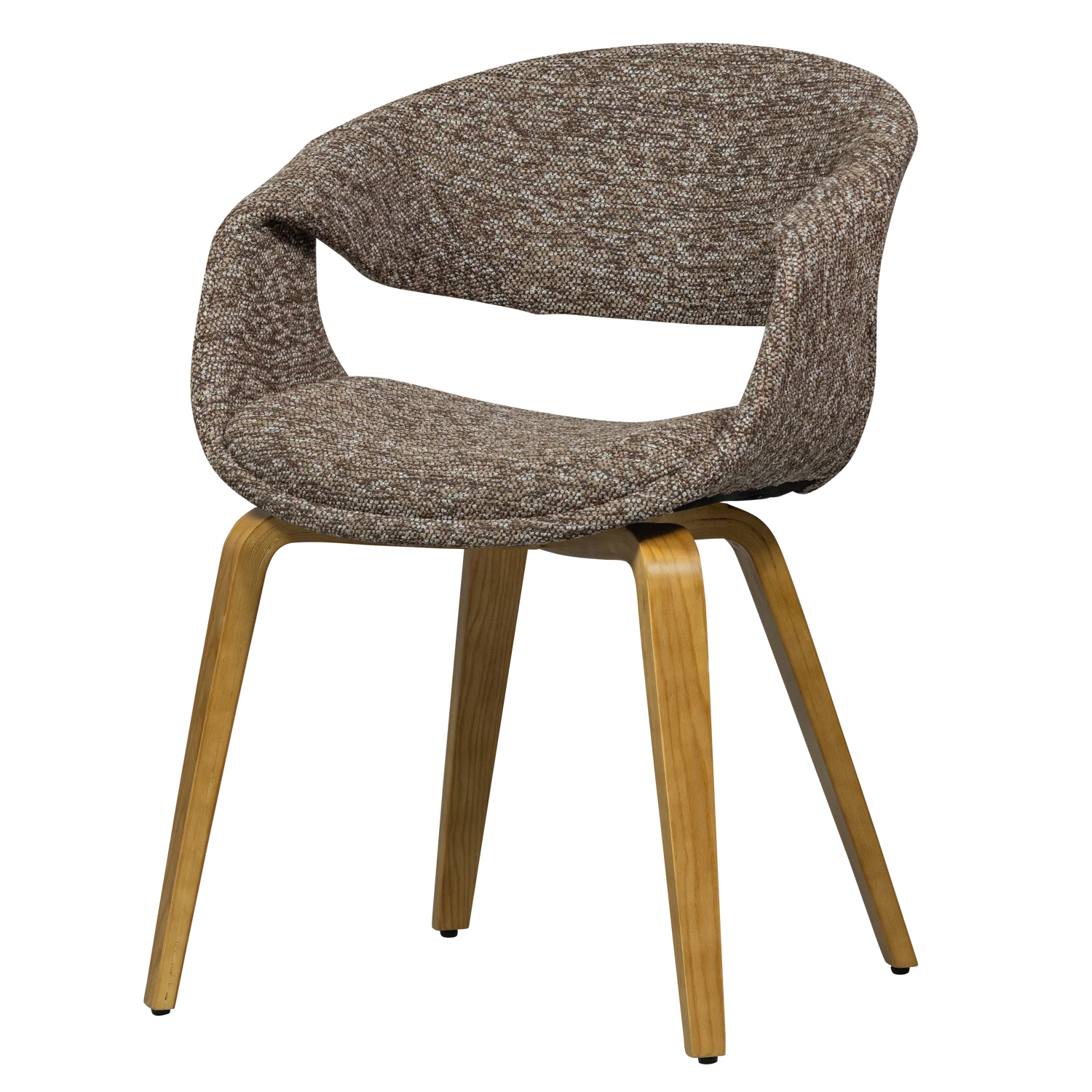 YOSSI Armchair in Brown with Light Brown Wooden Base