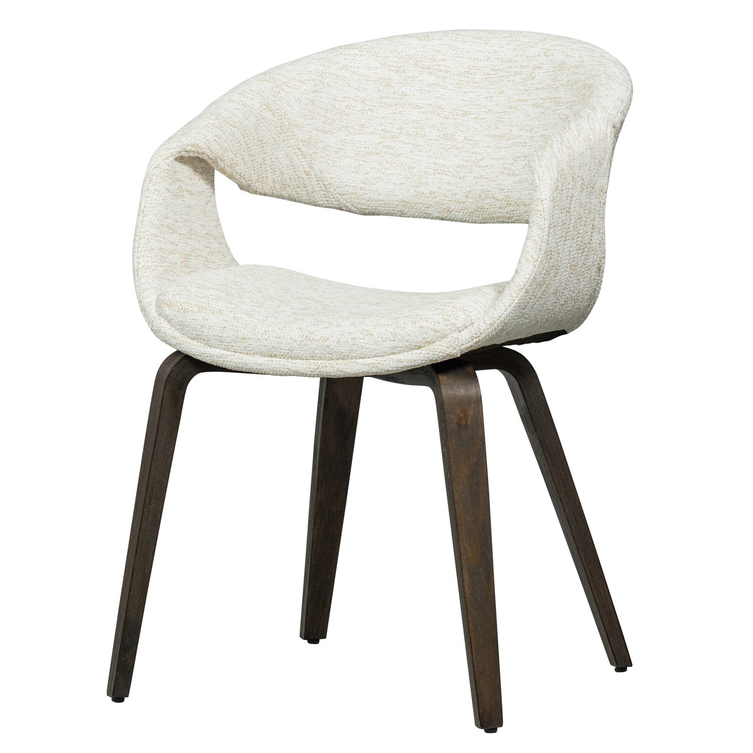 YOSSI crème fauteuil met donkerbruine houten basis