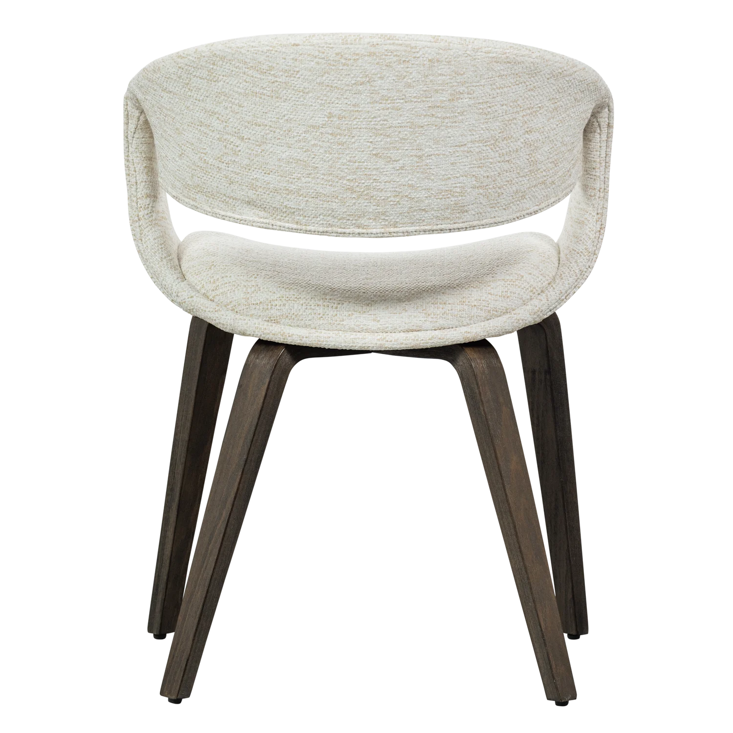 YOSSI crème fauteuil met donkerbruine houten basis