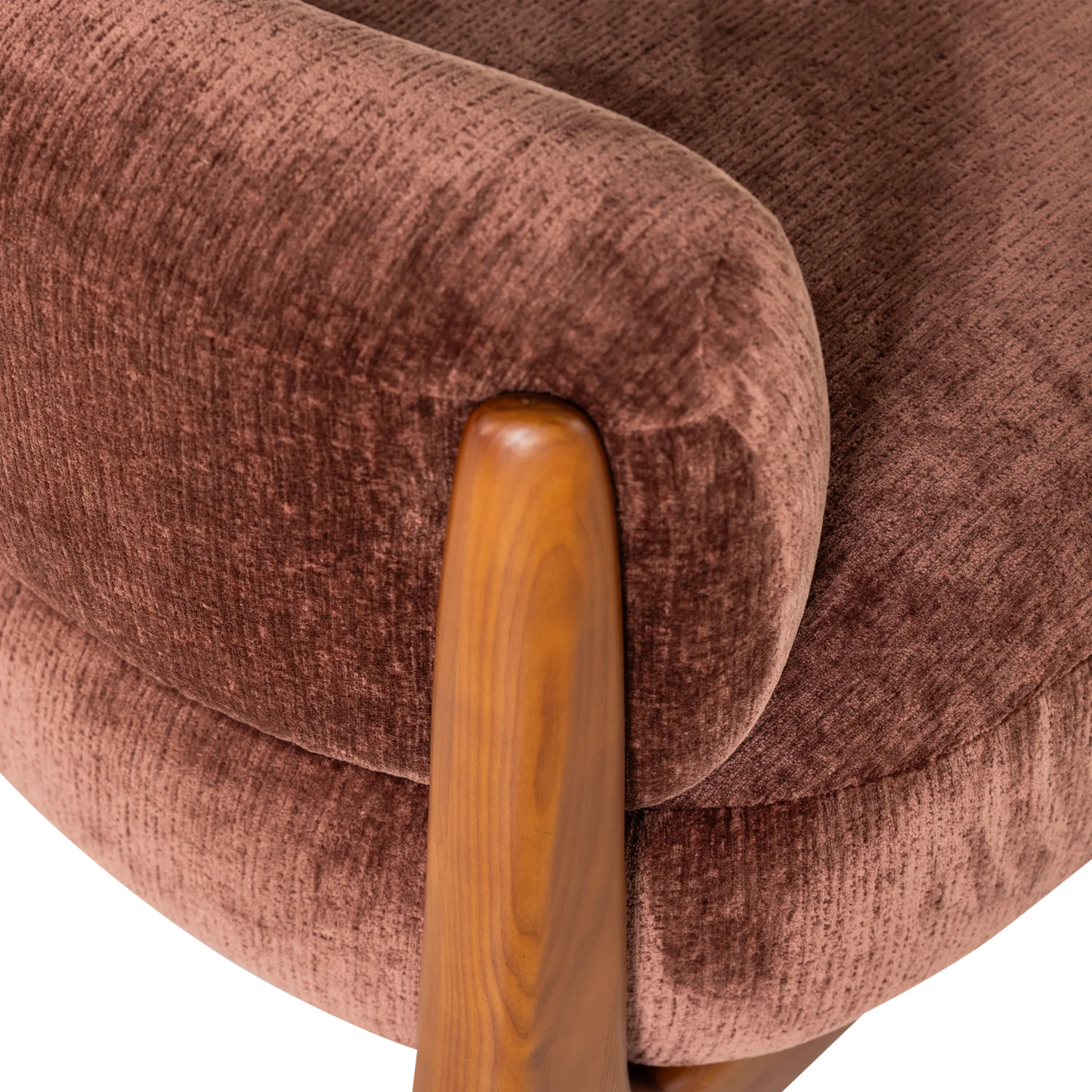 Fauteuil RUNI bordeaux met houten basis