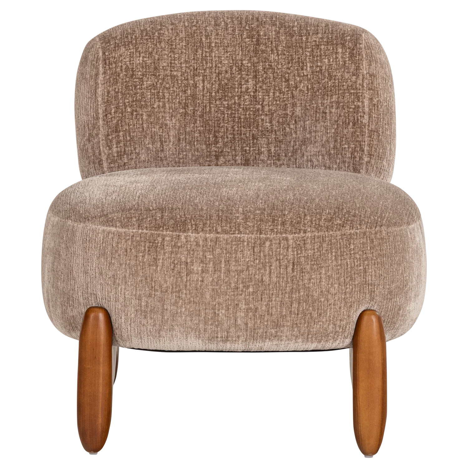 Fauteuil RUNI zandkleurig met houten basis