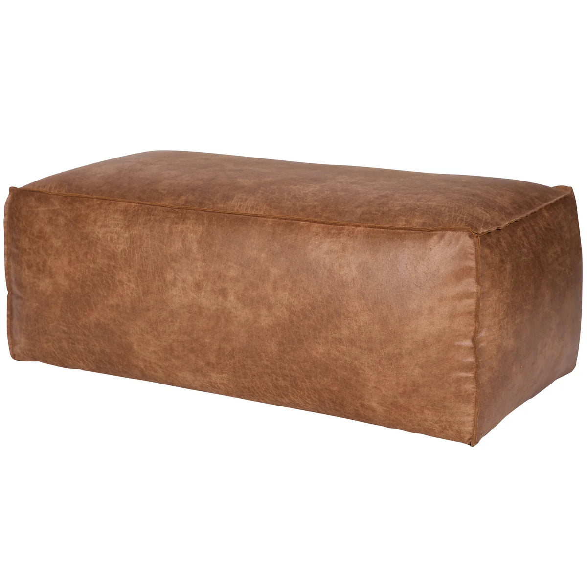 Leren poef RODEO cognac