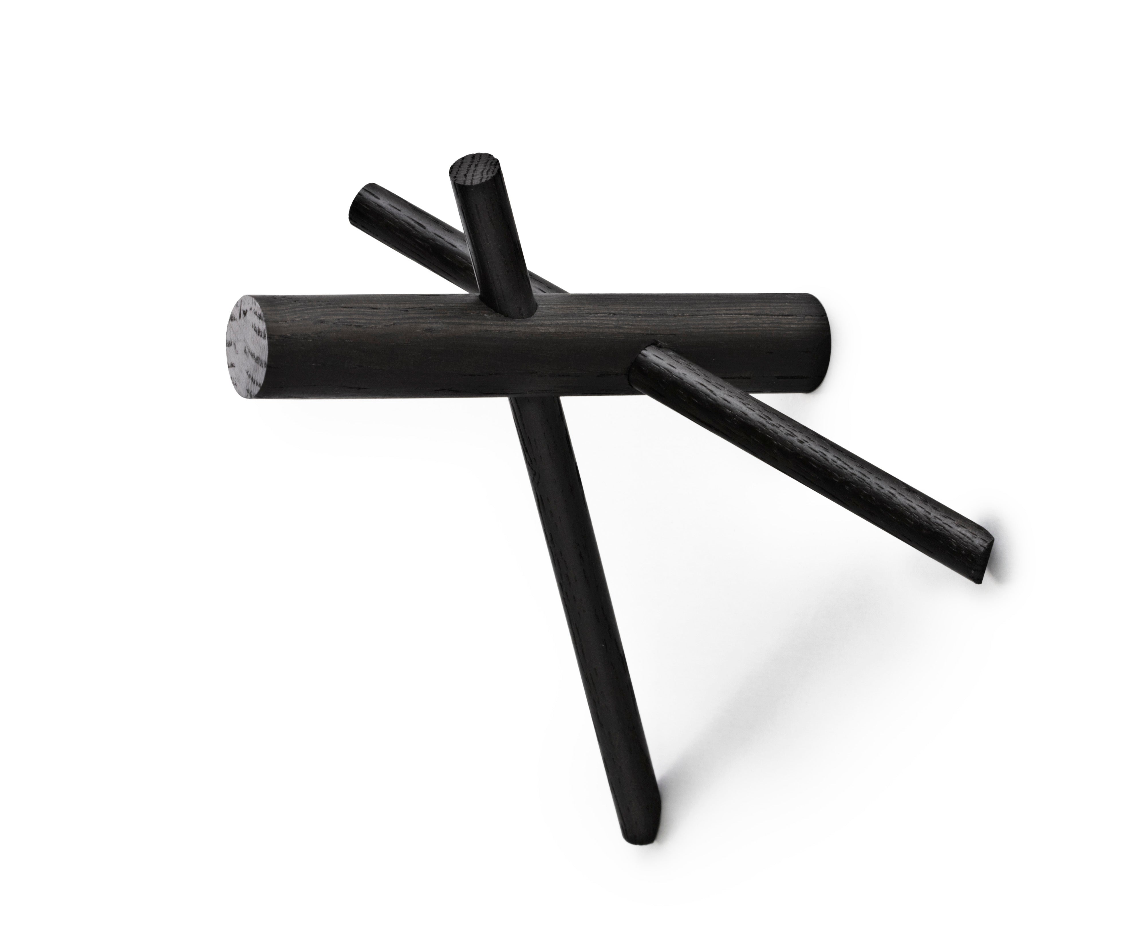 Set haken STICKS zwart eikenhout