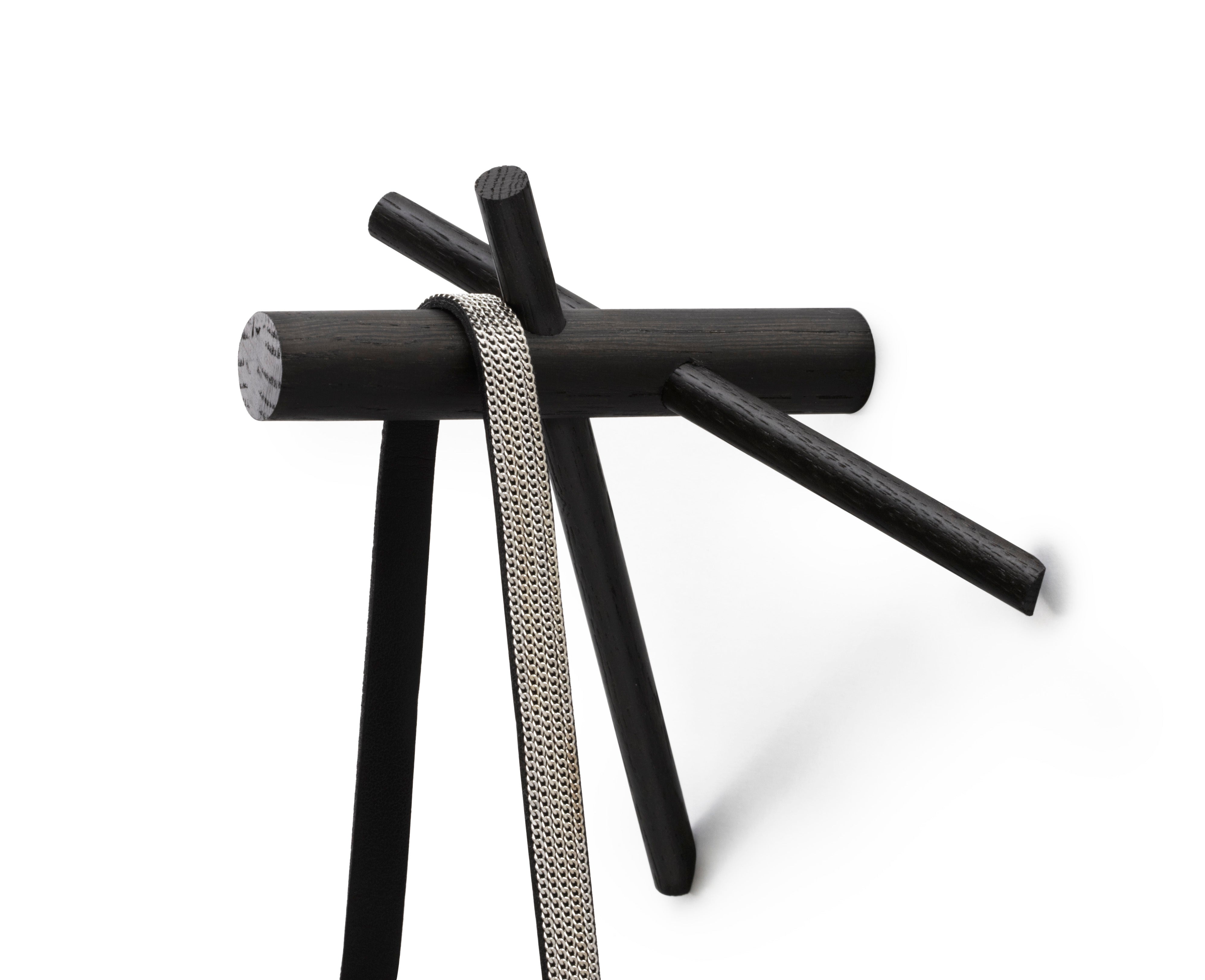 Set haken STICKS zwart eikenhout