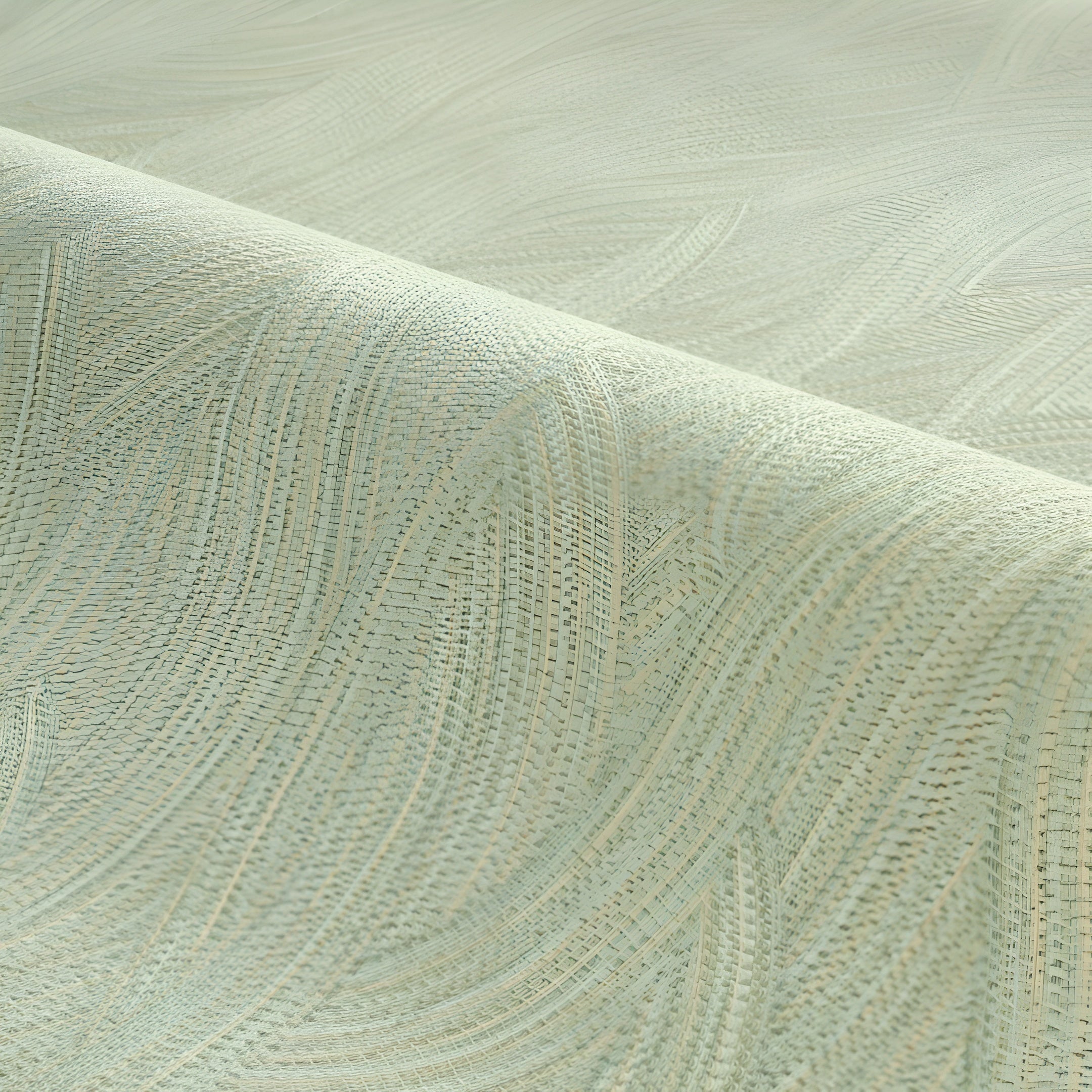 Strukturierte Tapete mit abstraktem, wellenförmigem Muster JASSINE - VERT AMANDE Mandelgrün