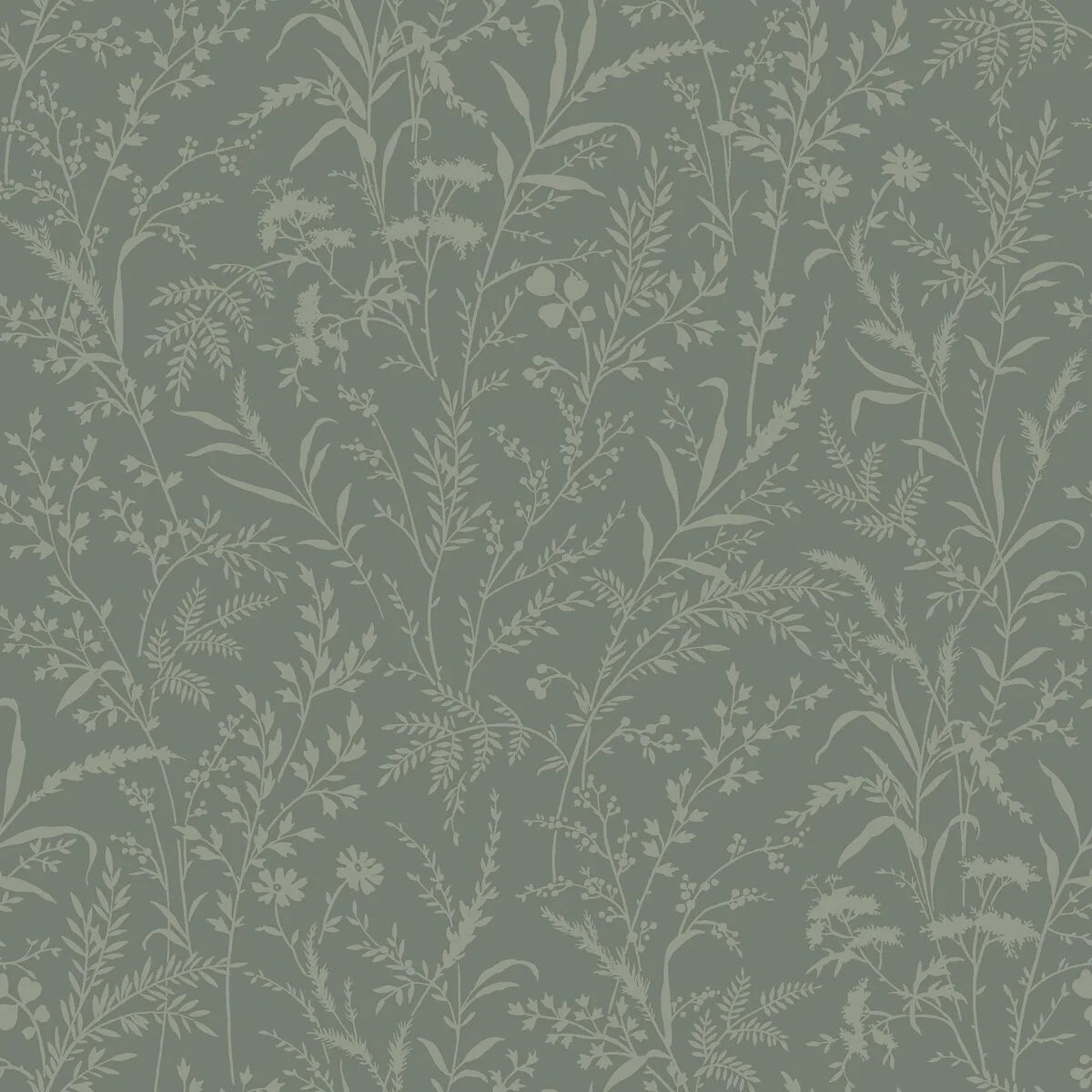 Non-woven paper wallpaper with a floral pattern FLORIAN green
