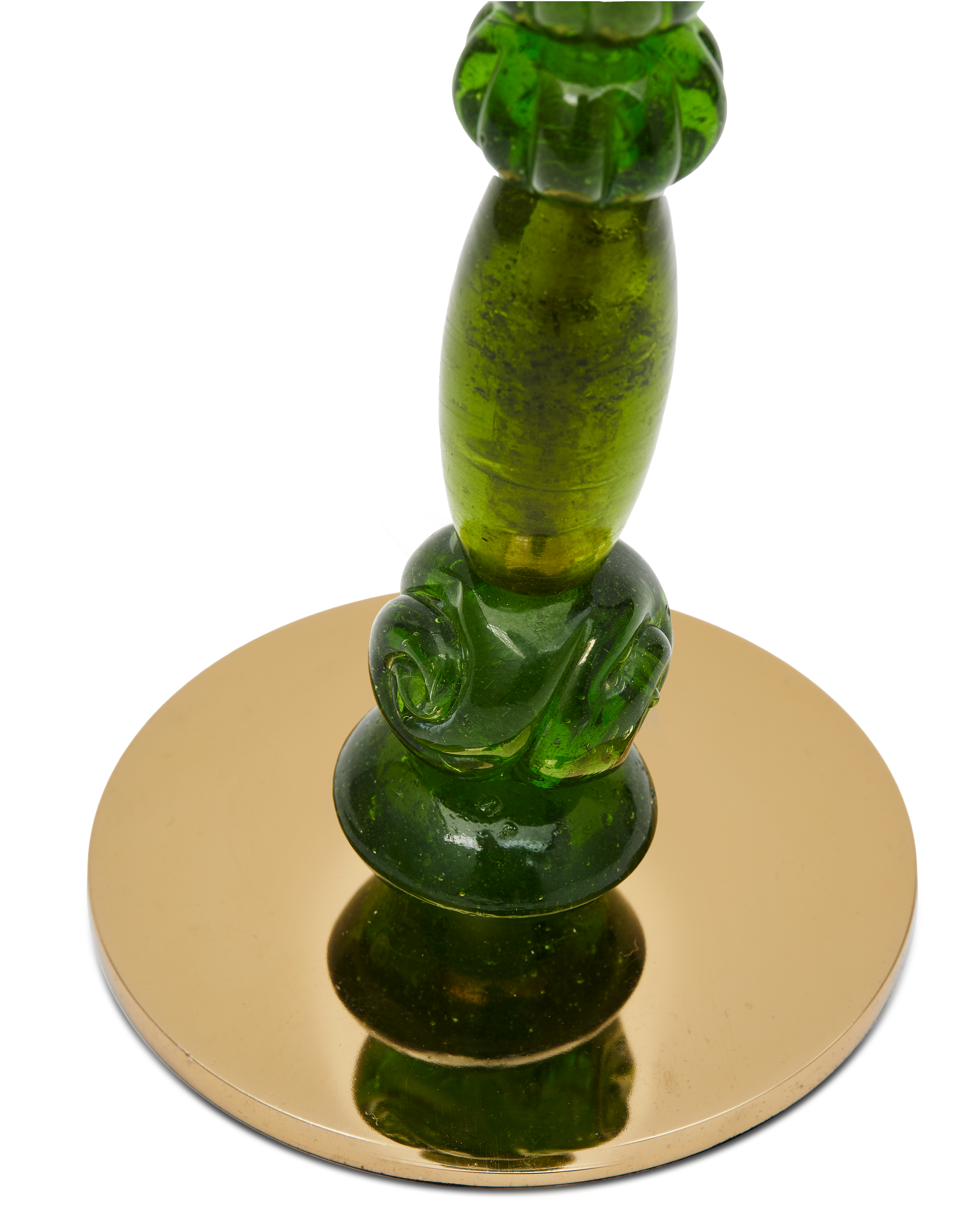 Einzelner Kerzenhalter BEADS grün mit goldenen Elementen