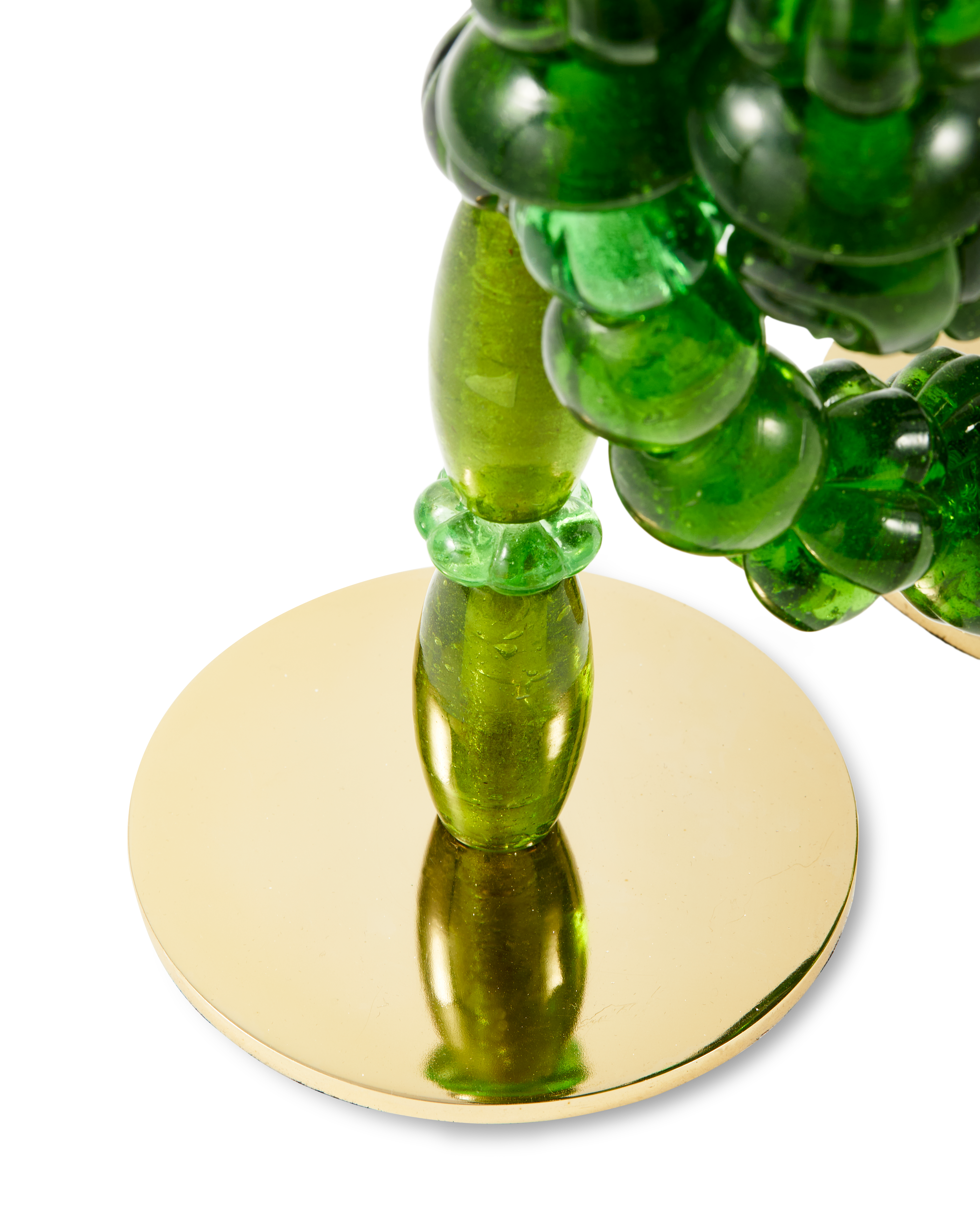 BEADS Green Candle Holder with Gold Accents