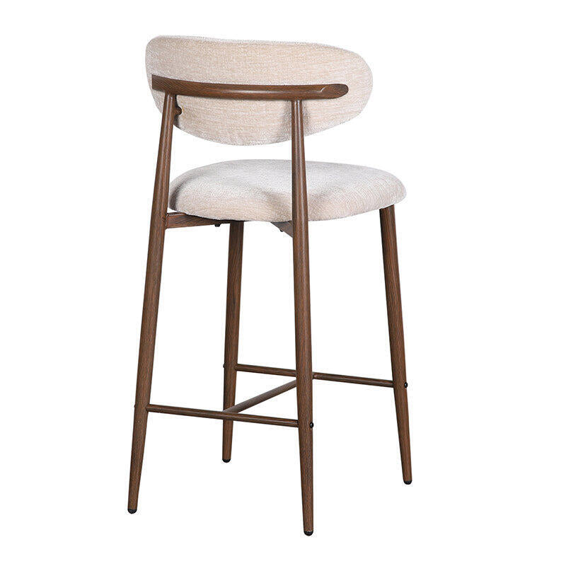 Beige JAPANDI Stool with Dark Wooden Base