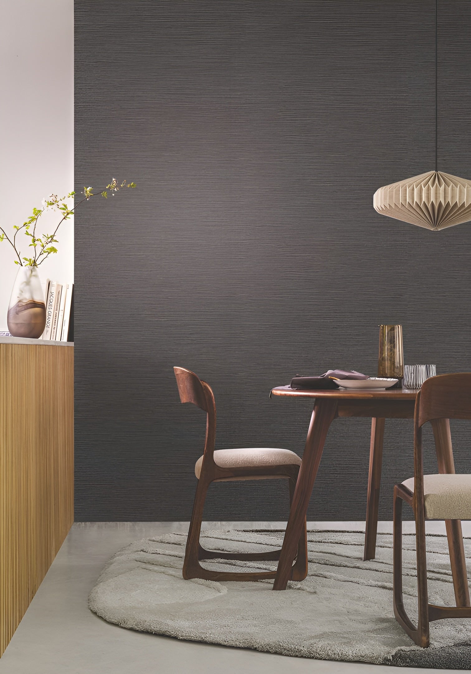 Structural wallpaper imitating canvas OCCITAN - EBONY dark brown
