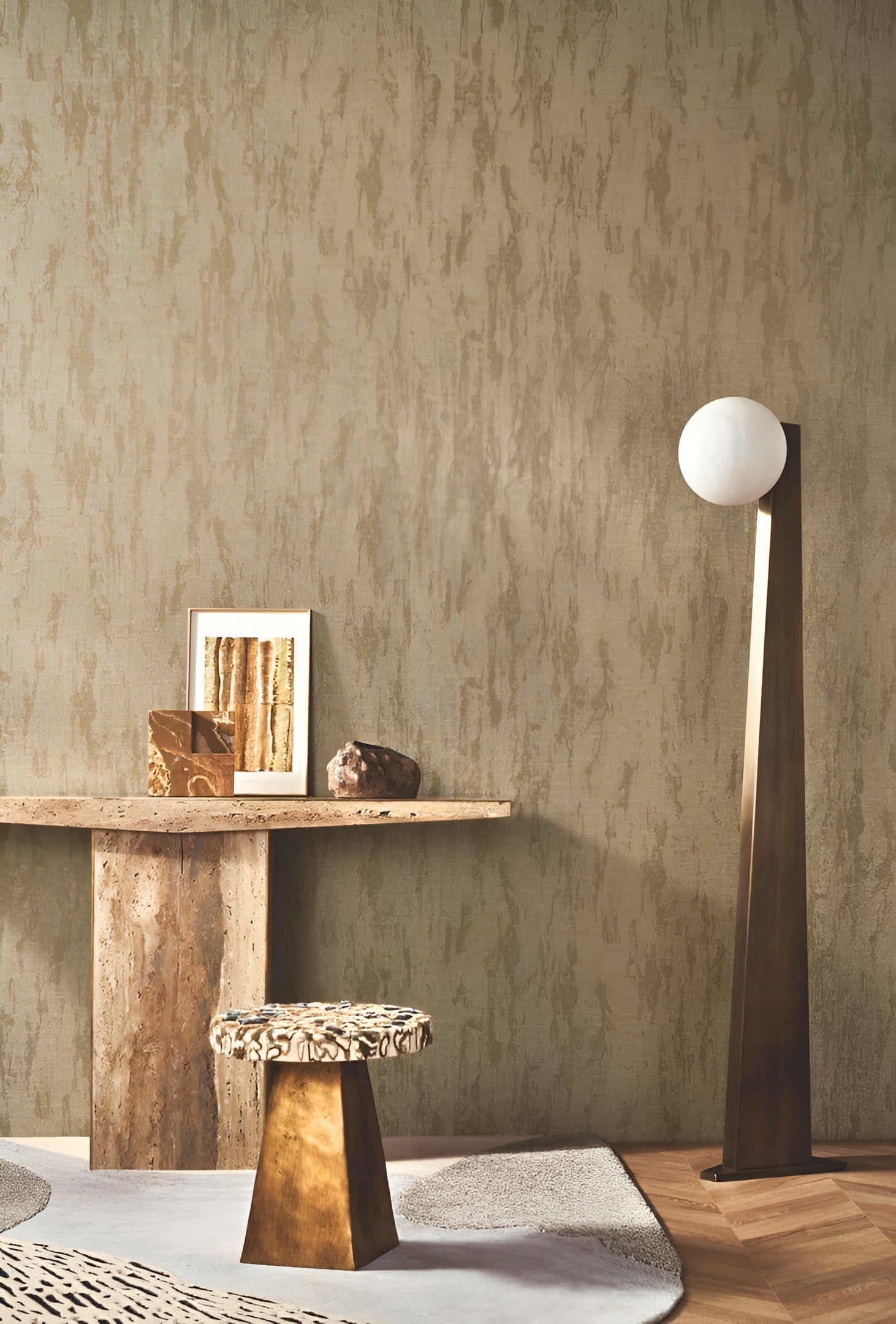 Textile wallpaper semi-smooth with gloss PALATINO - SABLE beige