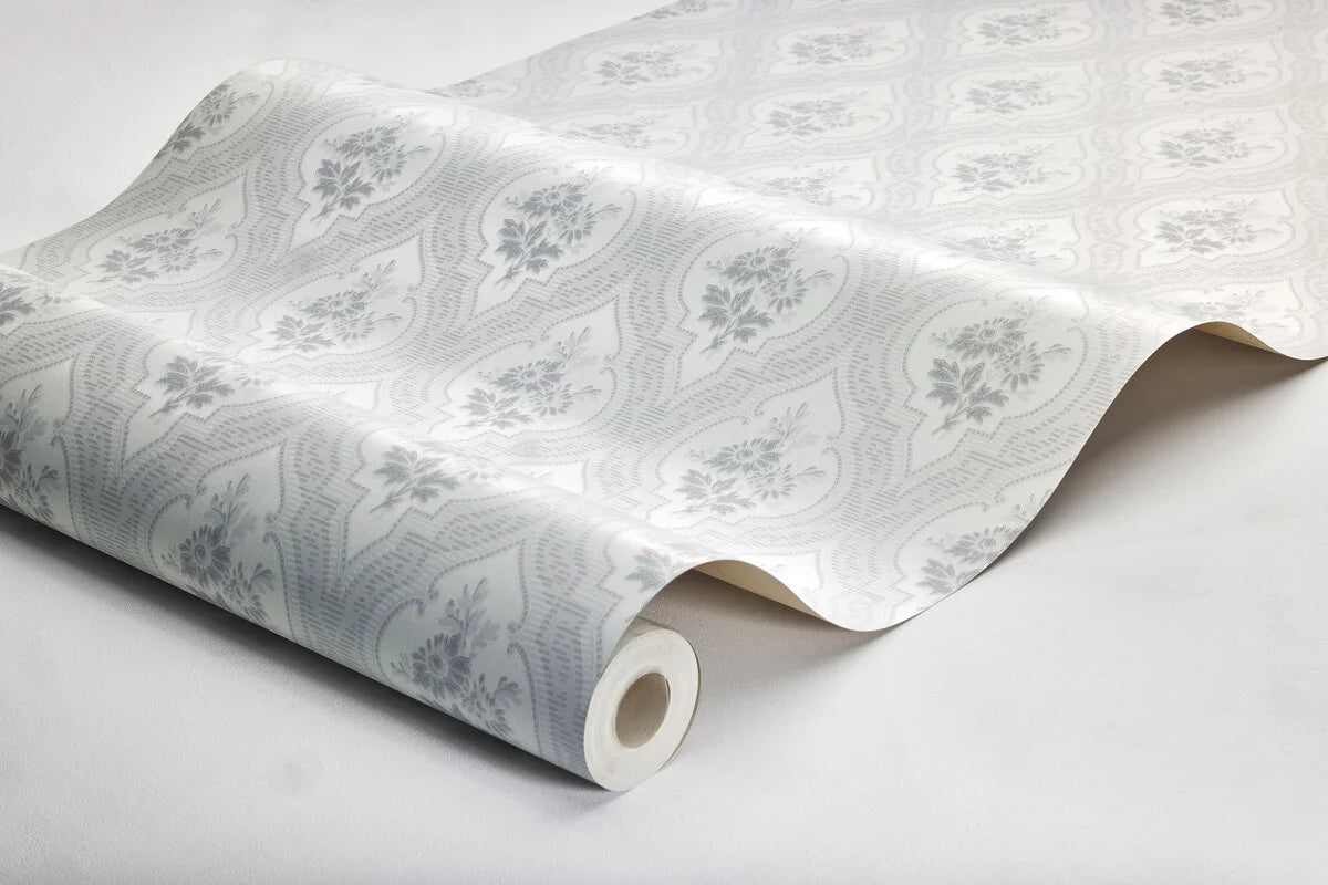 ETERNAL FLOWER Gray Medallion Patterned Wallpaper
